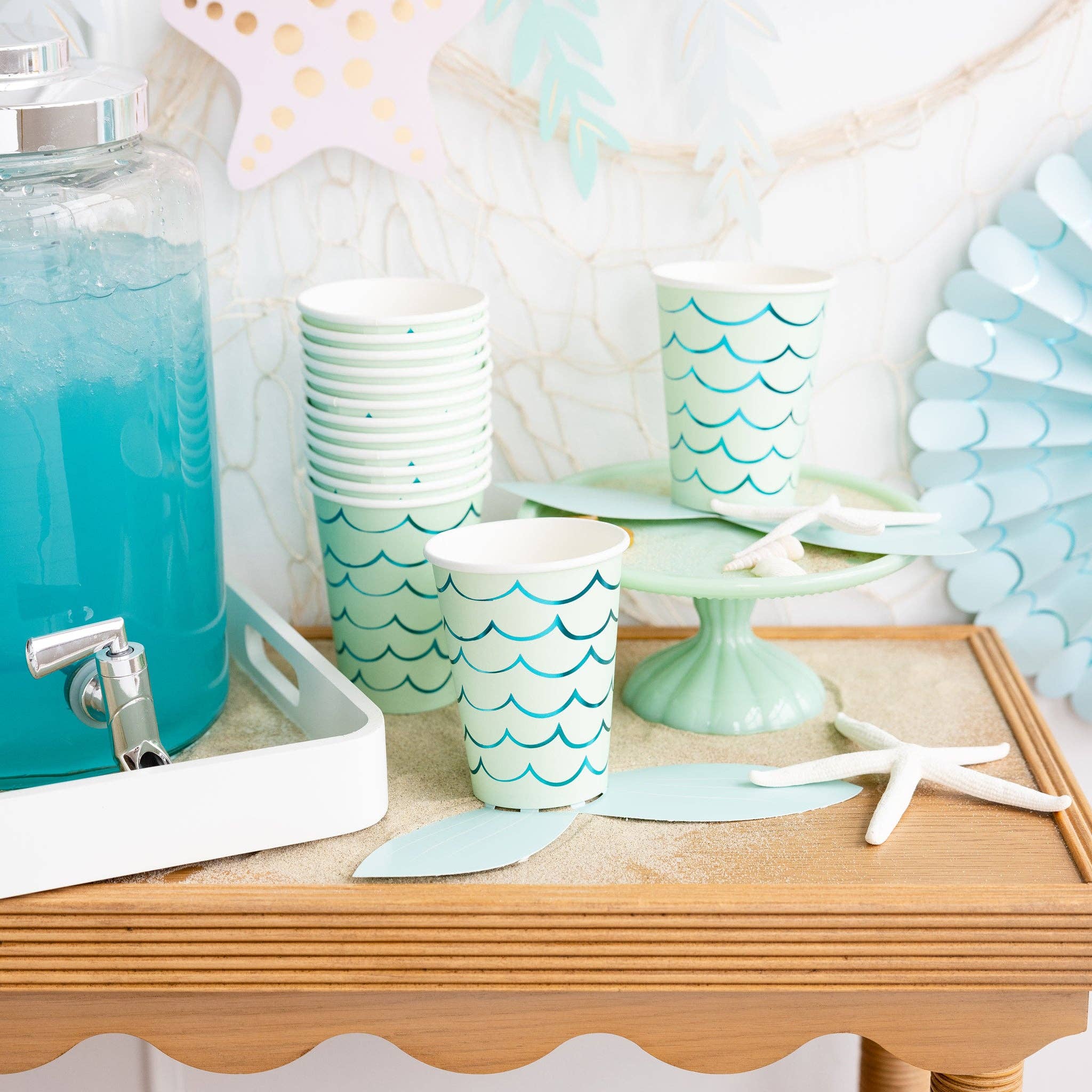 SEA1011 - Mermaid Tail Paper Party Cups - 12 oz