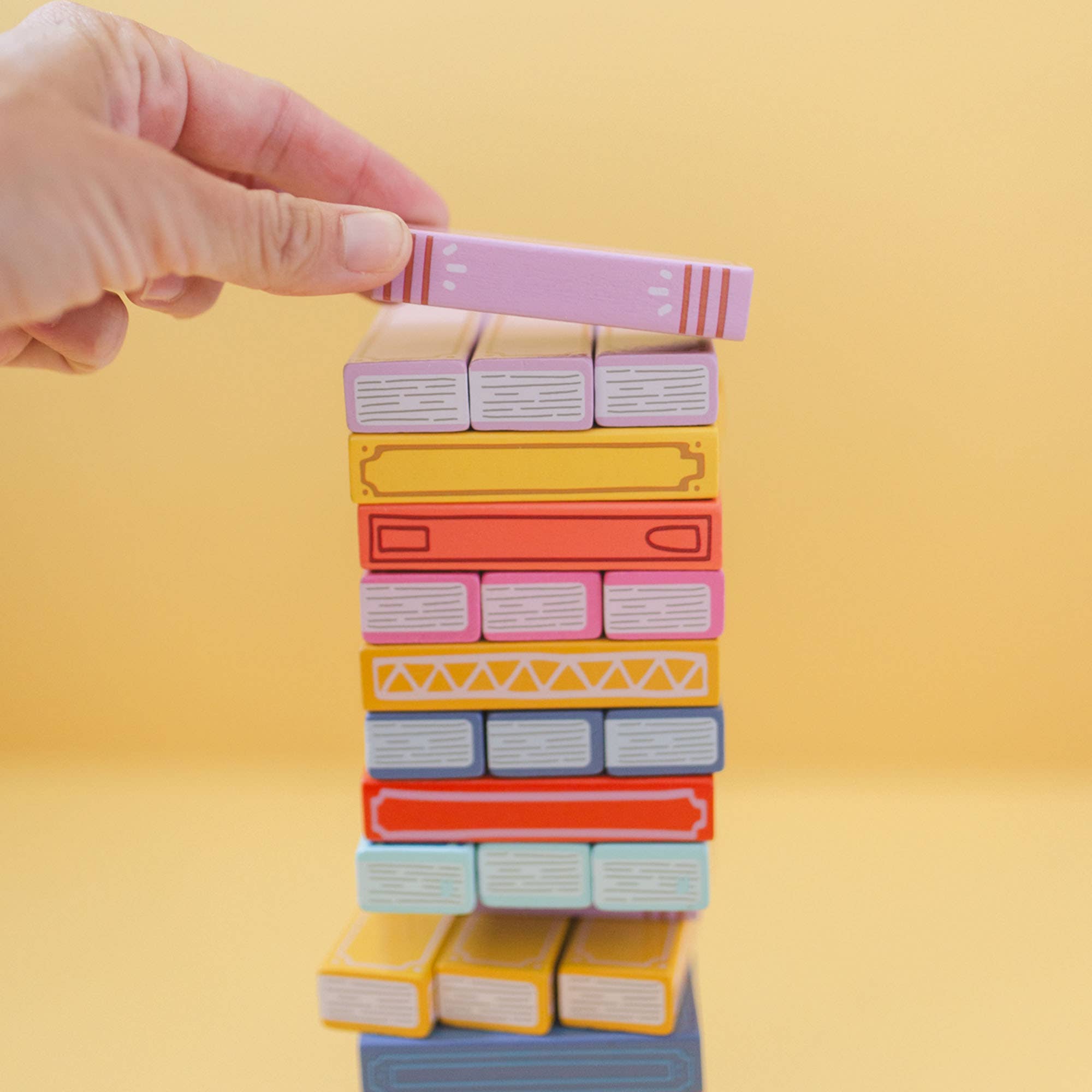 Tumbling Book Stack - Wooden Block Stacking & Balance Game