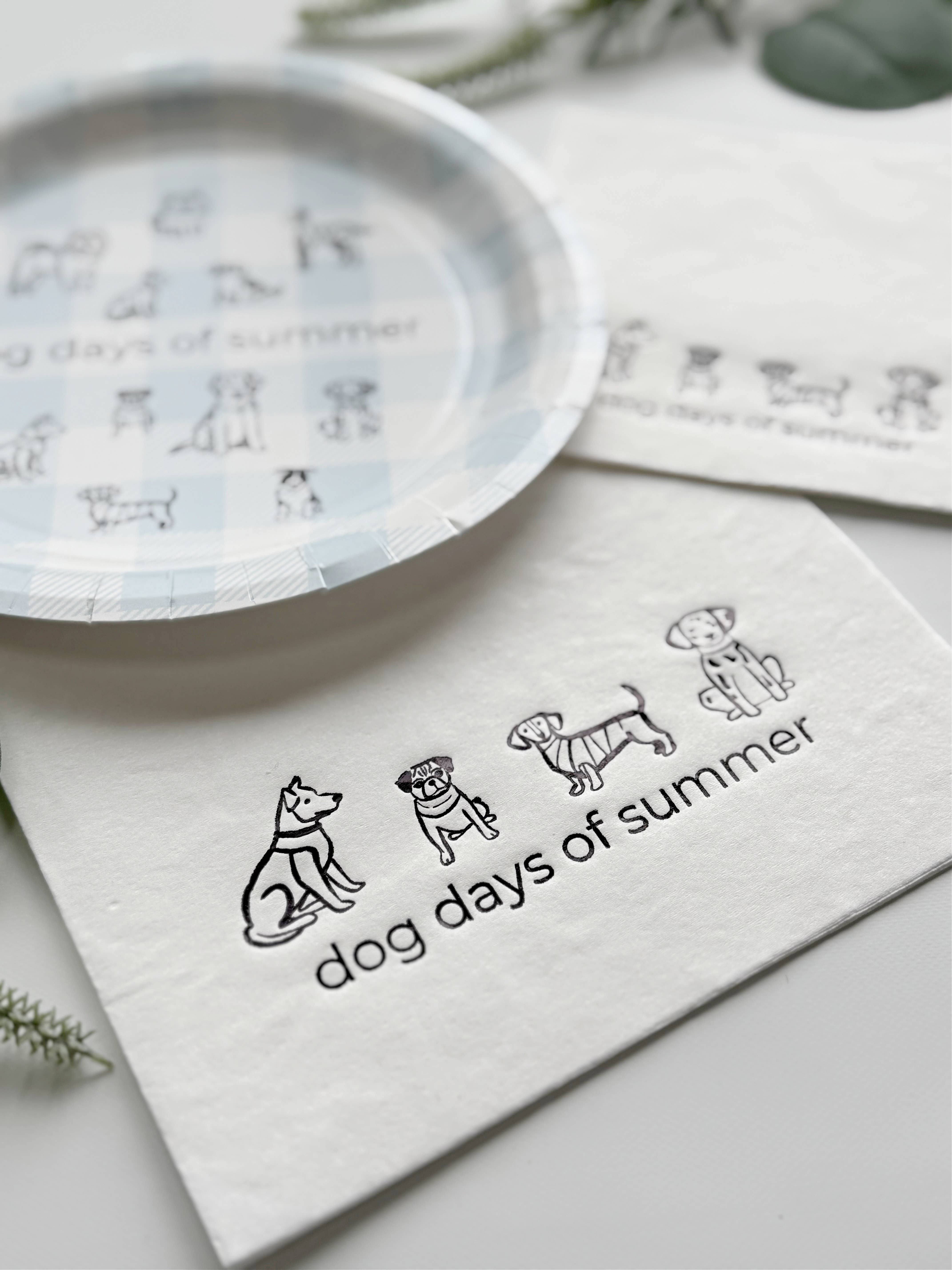 Dog Days of Summer Black and White Cocktail Napkins | Set 16