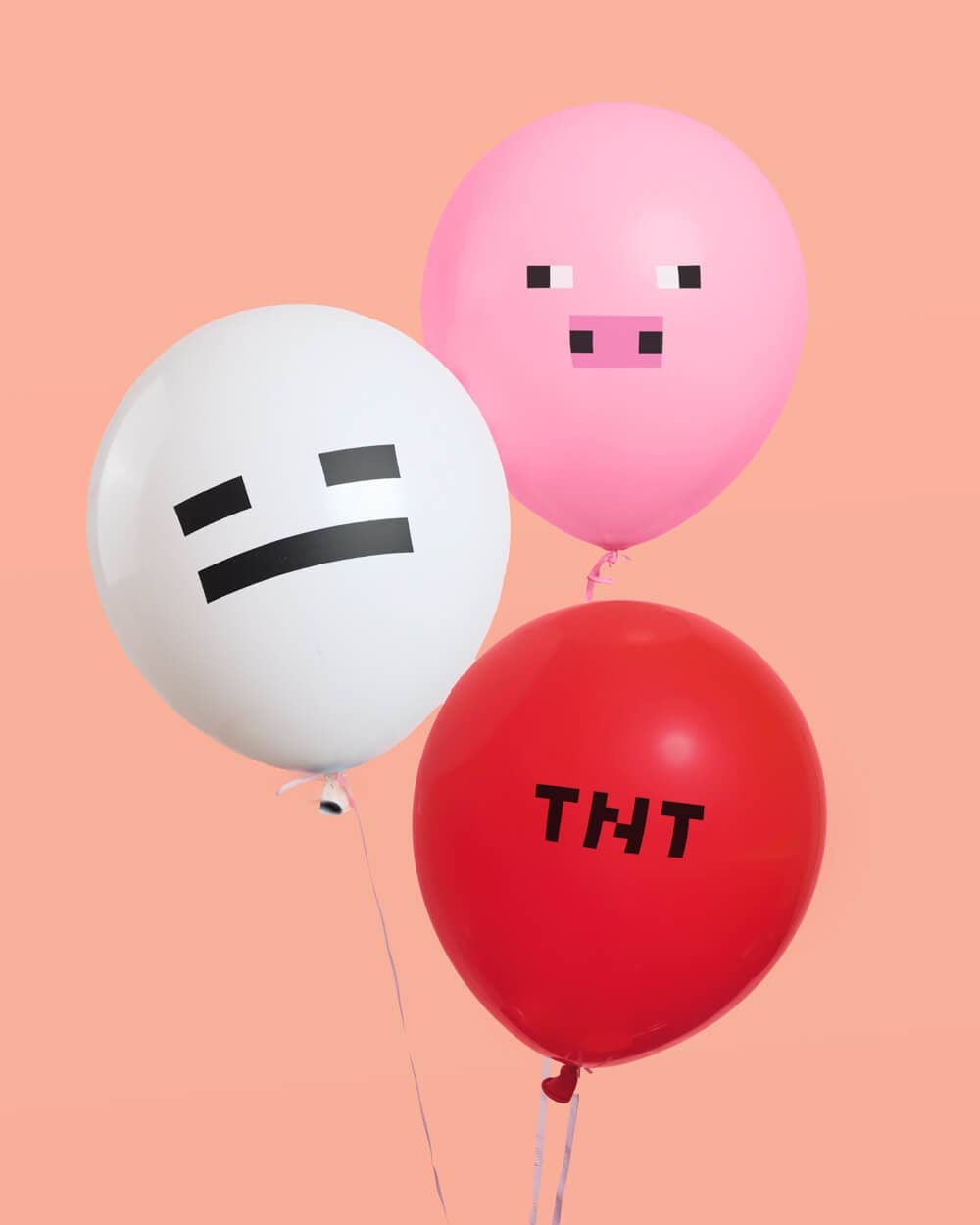 Pixel Minecraft Game Balloon Pack - 25 latex balloons, kids