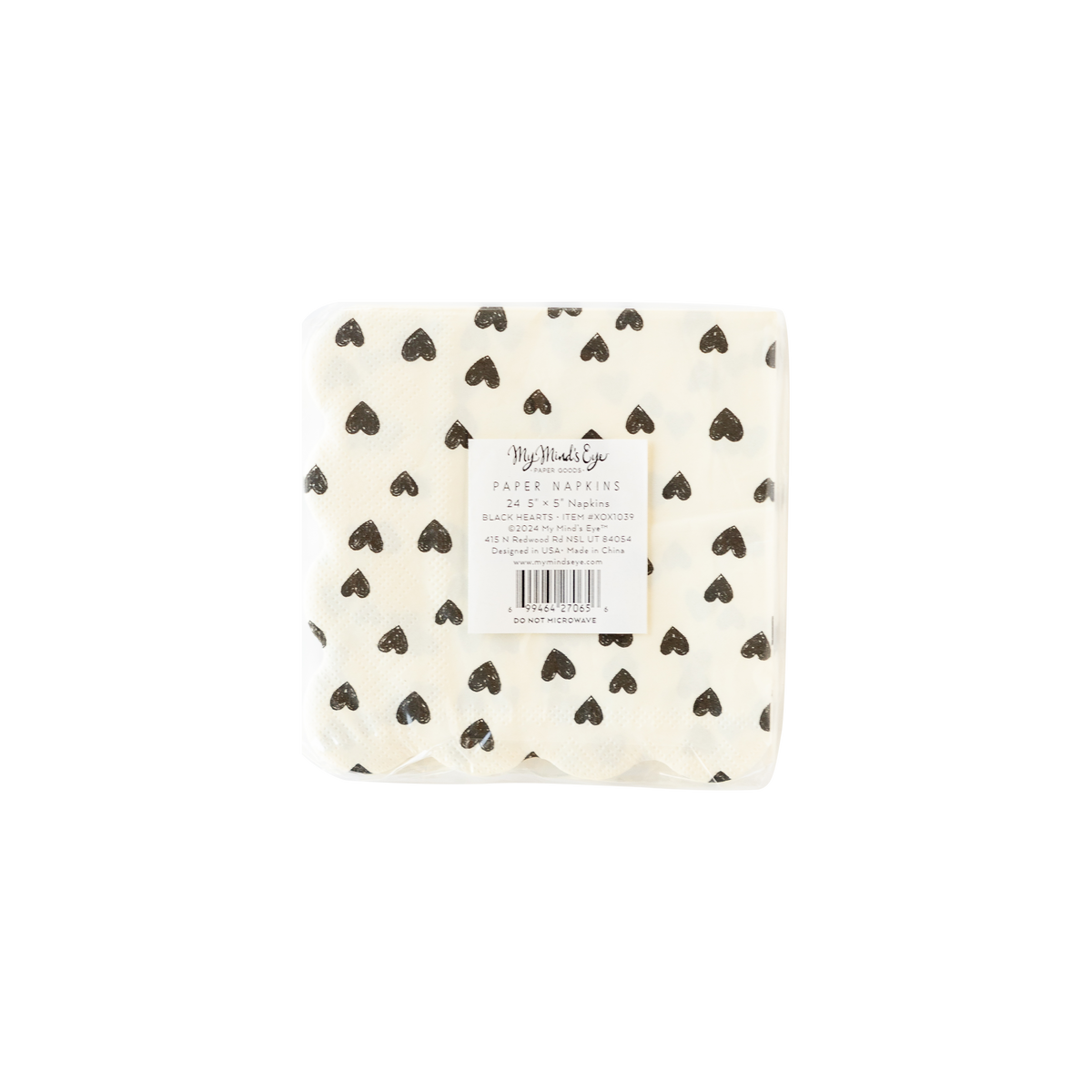 XOX1039 - Black Hearts Cocktail Napkin