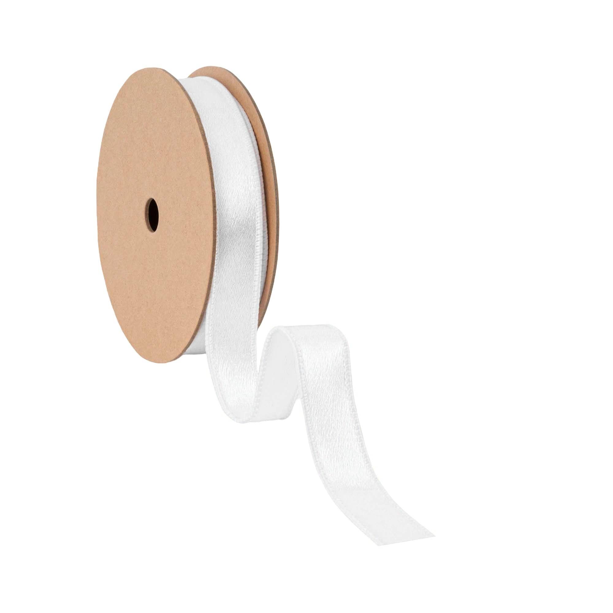 Wired Shimmer Satin Ribbon White 10 Yard Roll