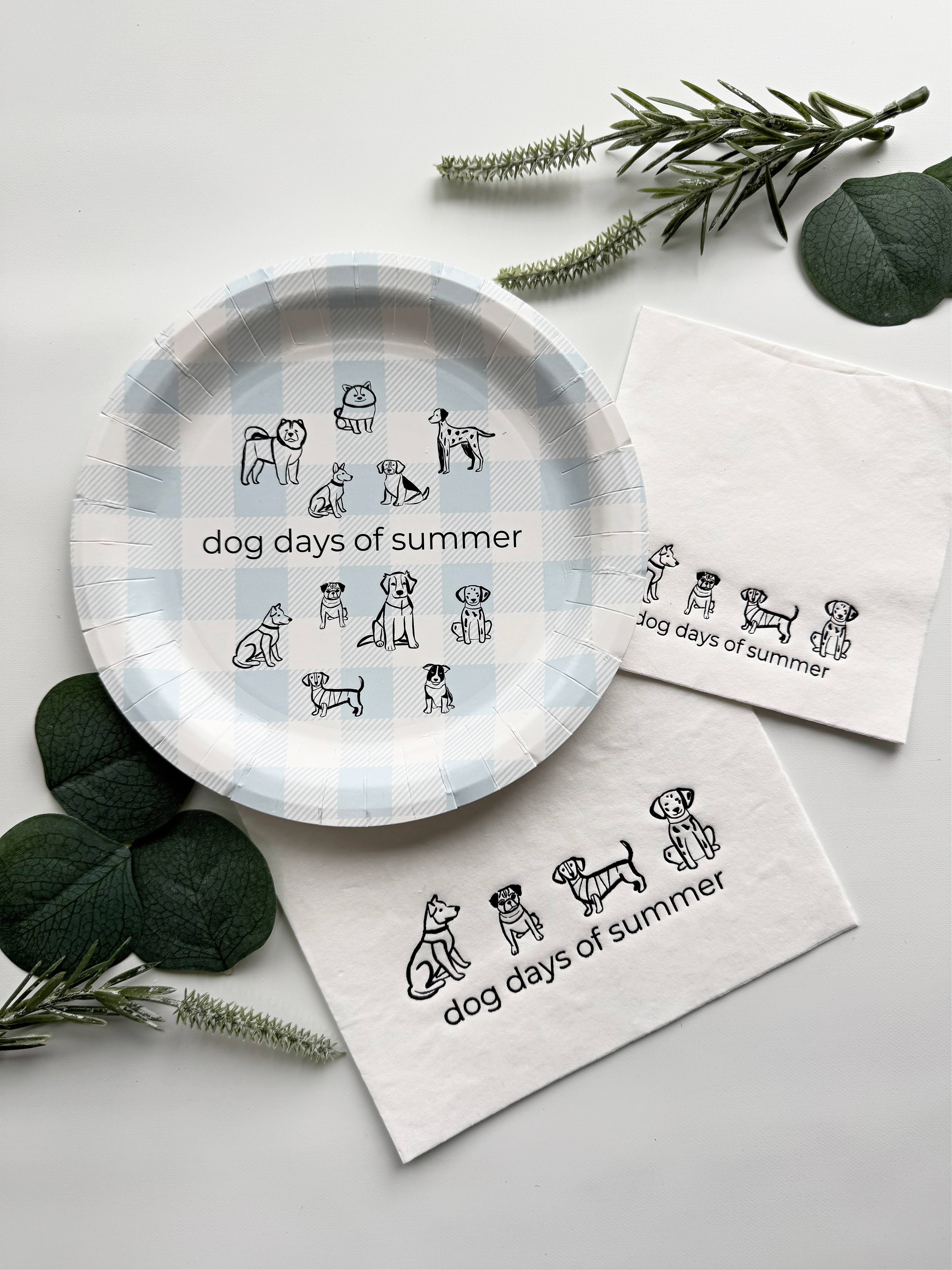 Dog Days of Summer Black and White Cocktail Napkins | Set 16