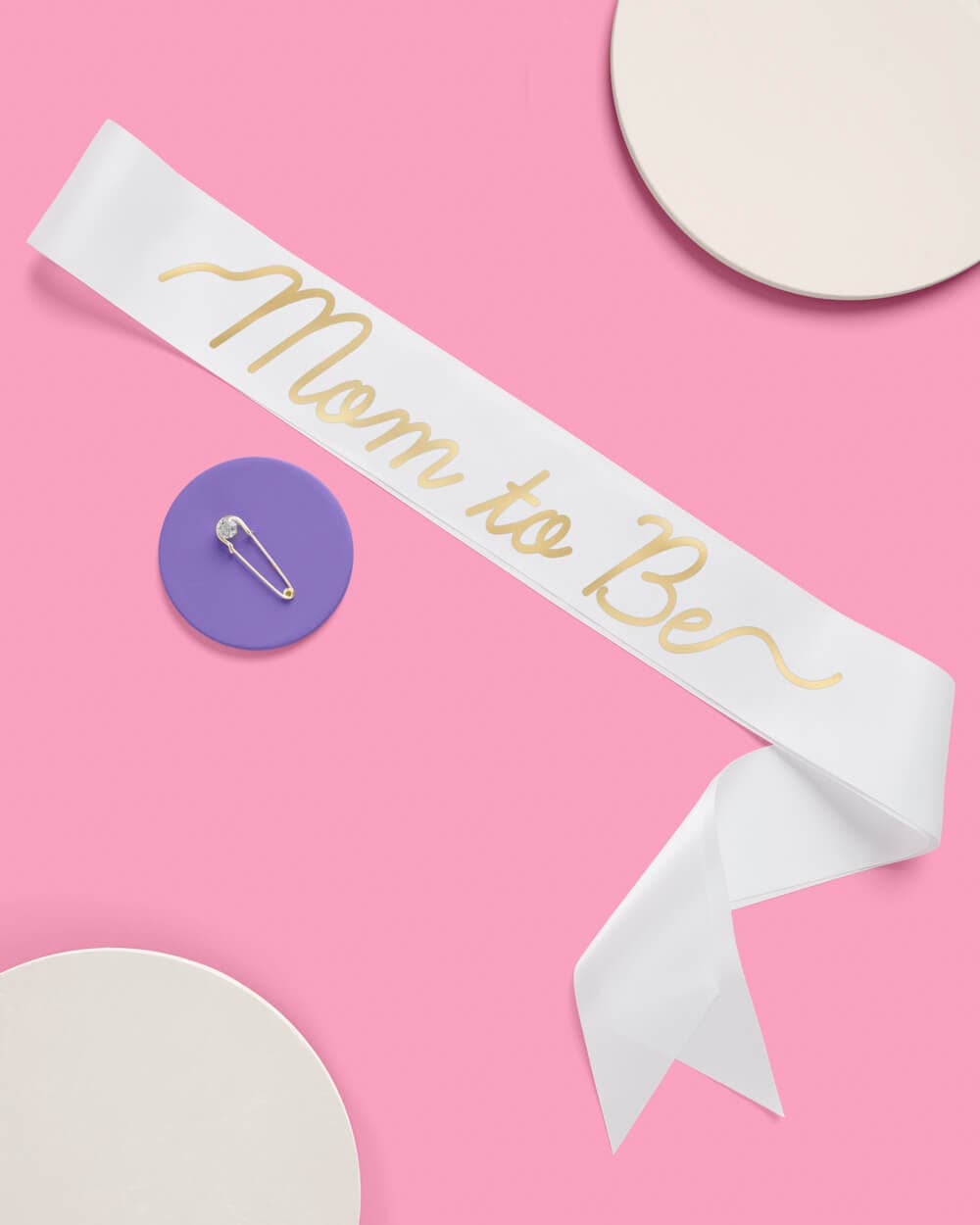 Mom to Be Sash - white satin sash, Baby Shower