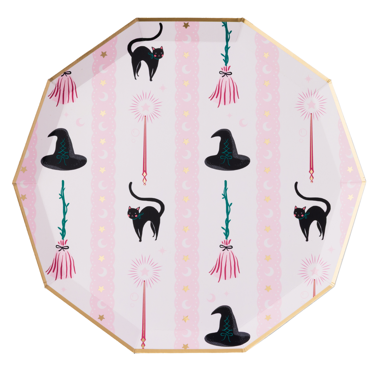 Witch Hat & Broom Halloween Large Plates (Set of 8)