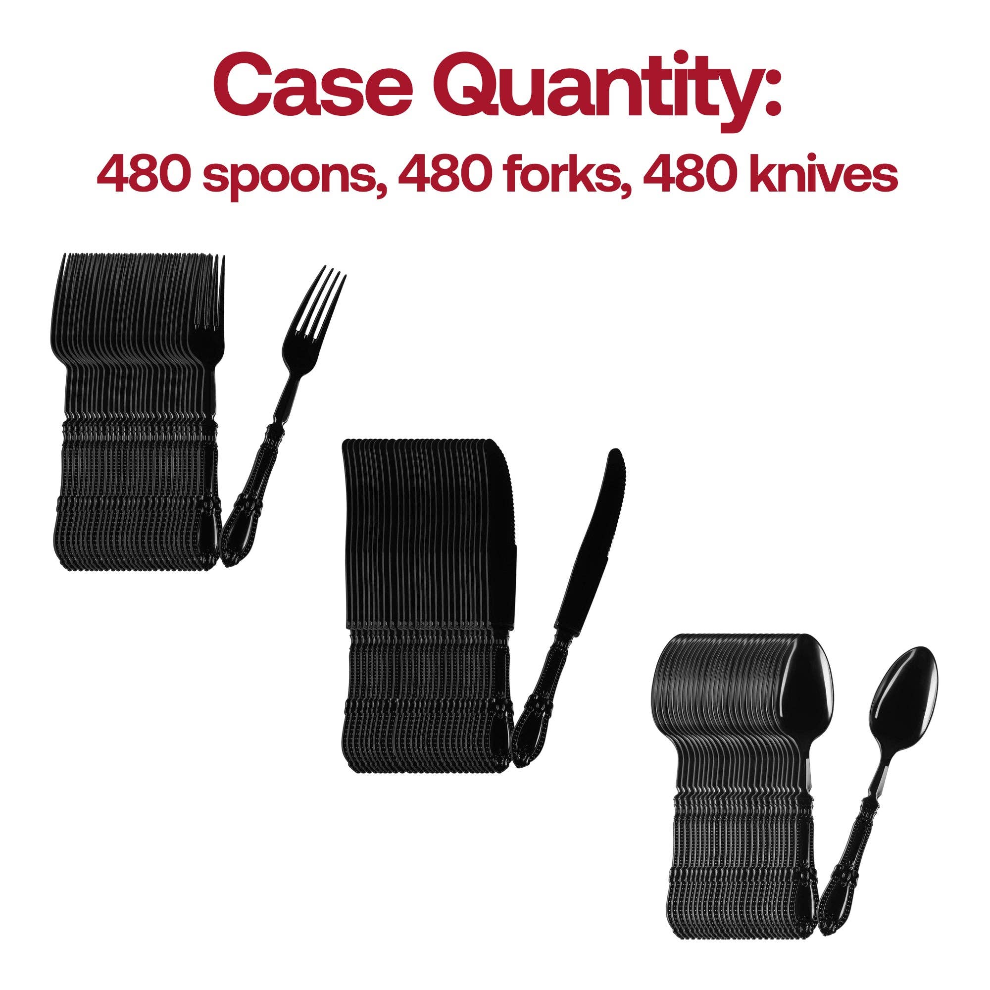Black Baroque Disposable Plastic Cutlery Set - 20 Guests
