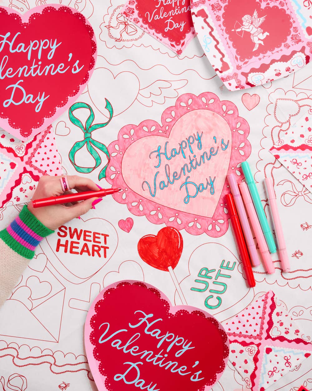 Valentine's Kids Coloring Tablecloth | Vday kids activity