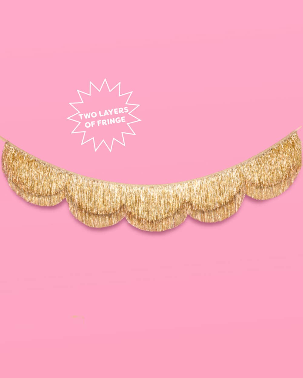 Stay Golden Fringe - scalloped banner, gold, 5 feet
