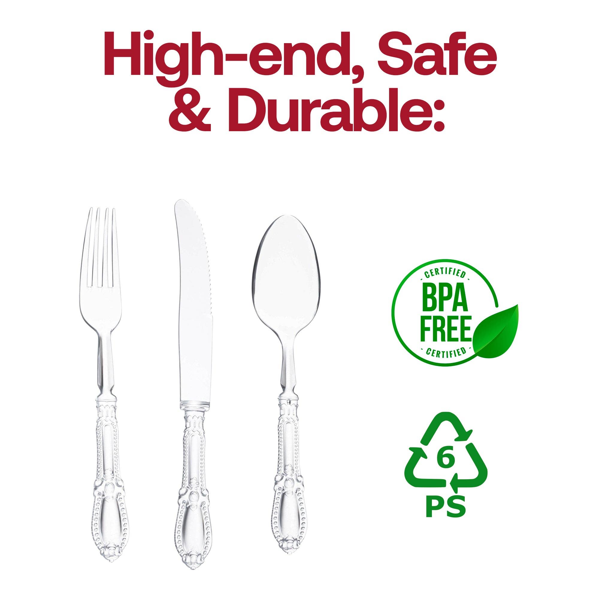 Clear Baroque Disposable Plastic Cutlery Set - 20 Guests