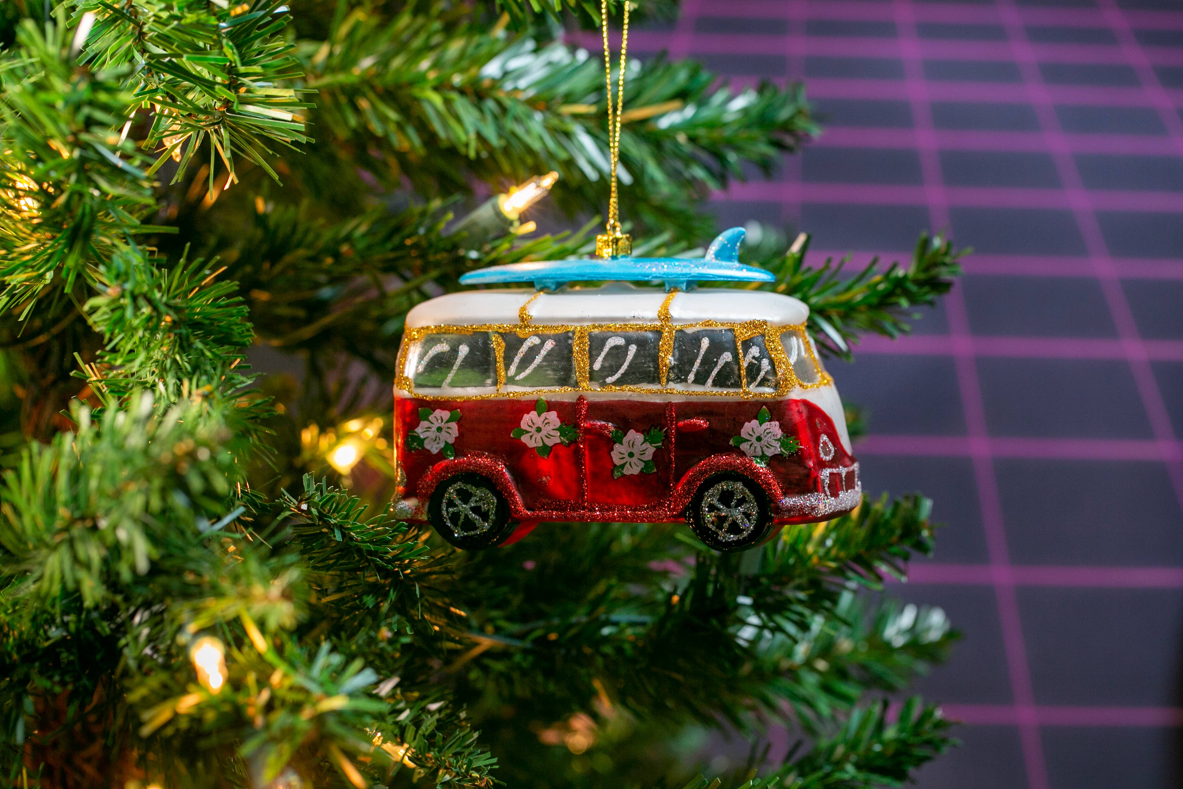 Party Rock | Surfboard and Van Glass Ornament