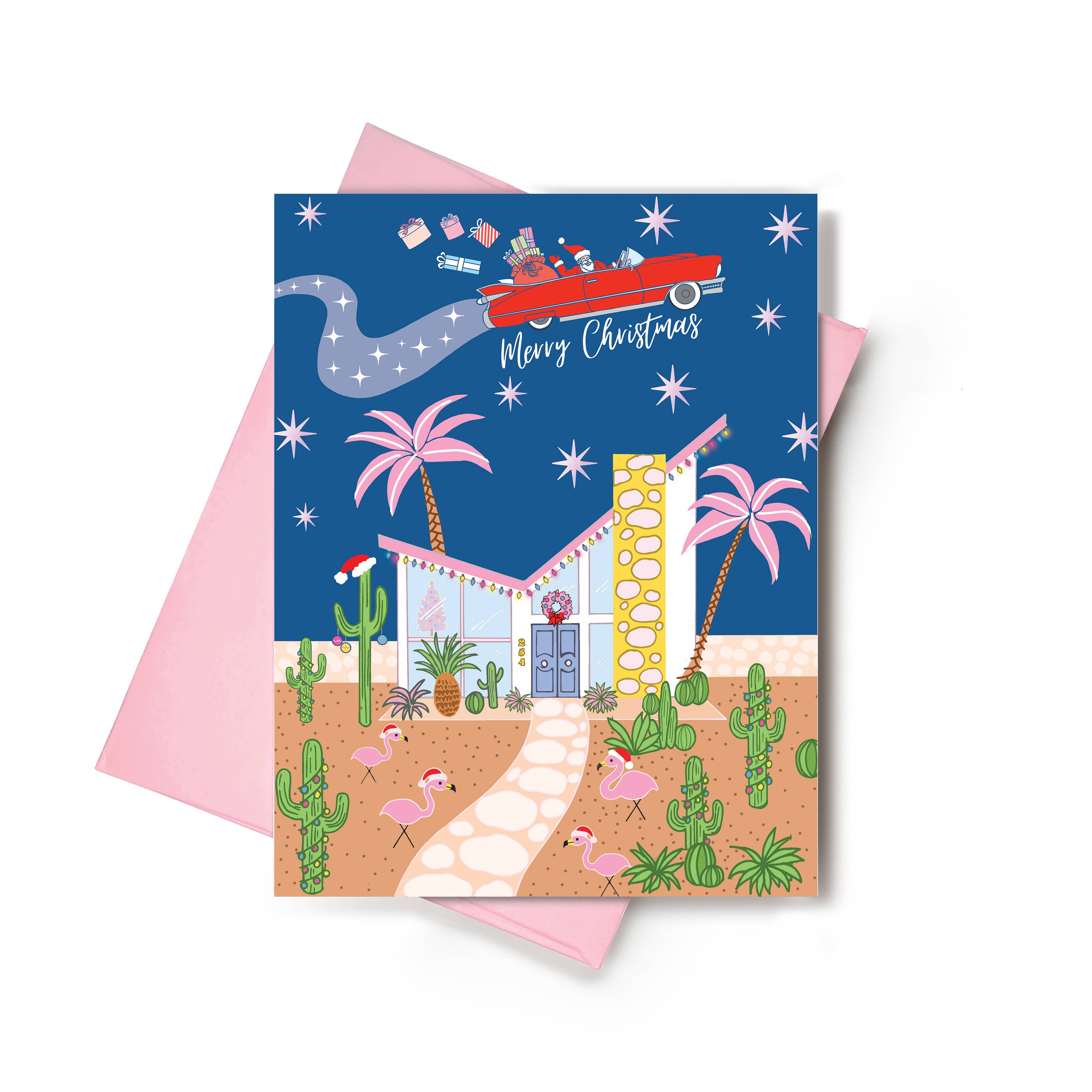 Merry Christmas Desert Greeting Card/ Holiday Cactus Card