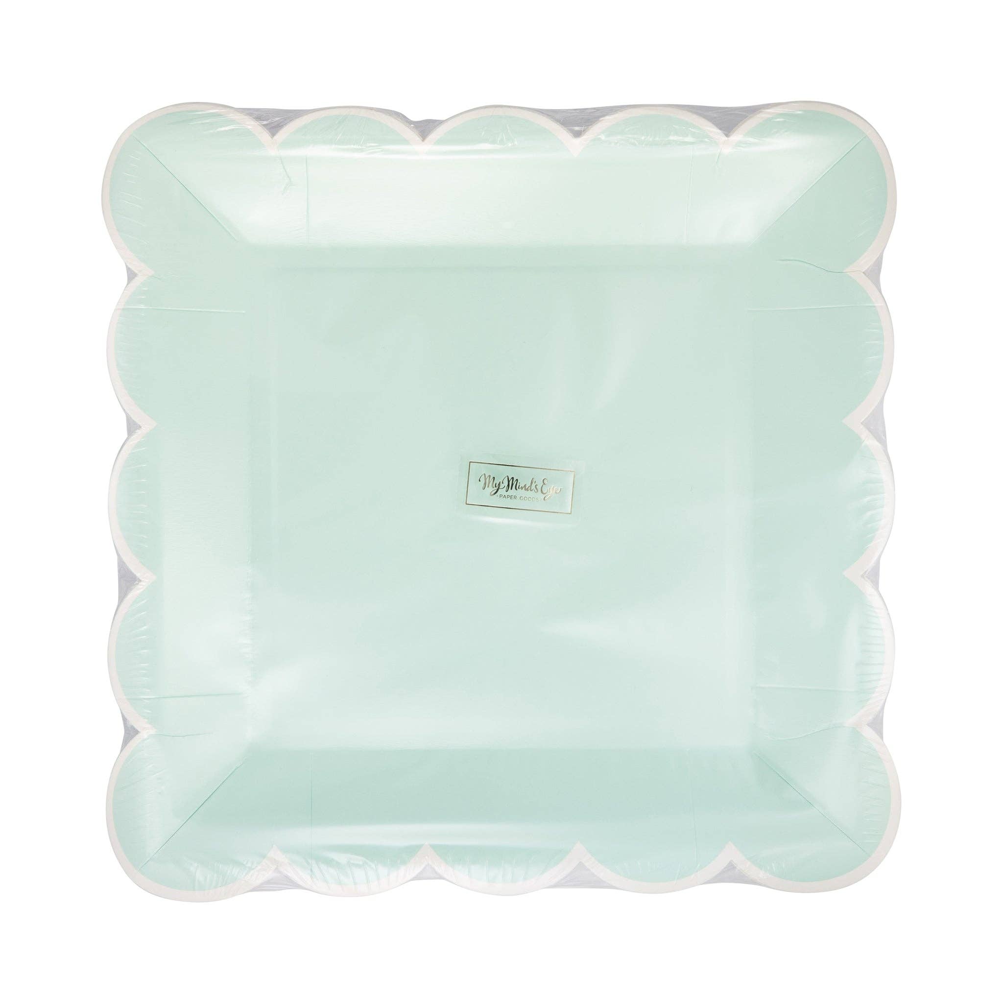 PAR1124 - Aqua Scalloped Square 9" Plate