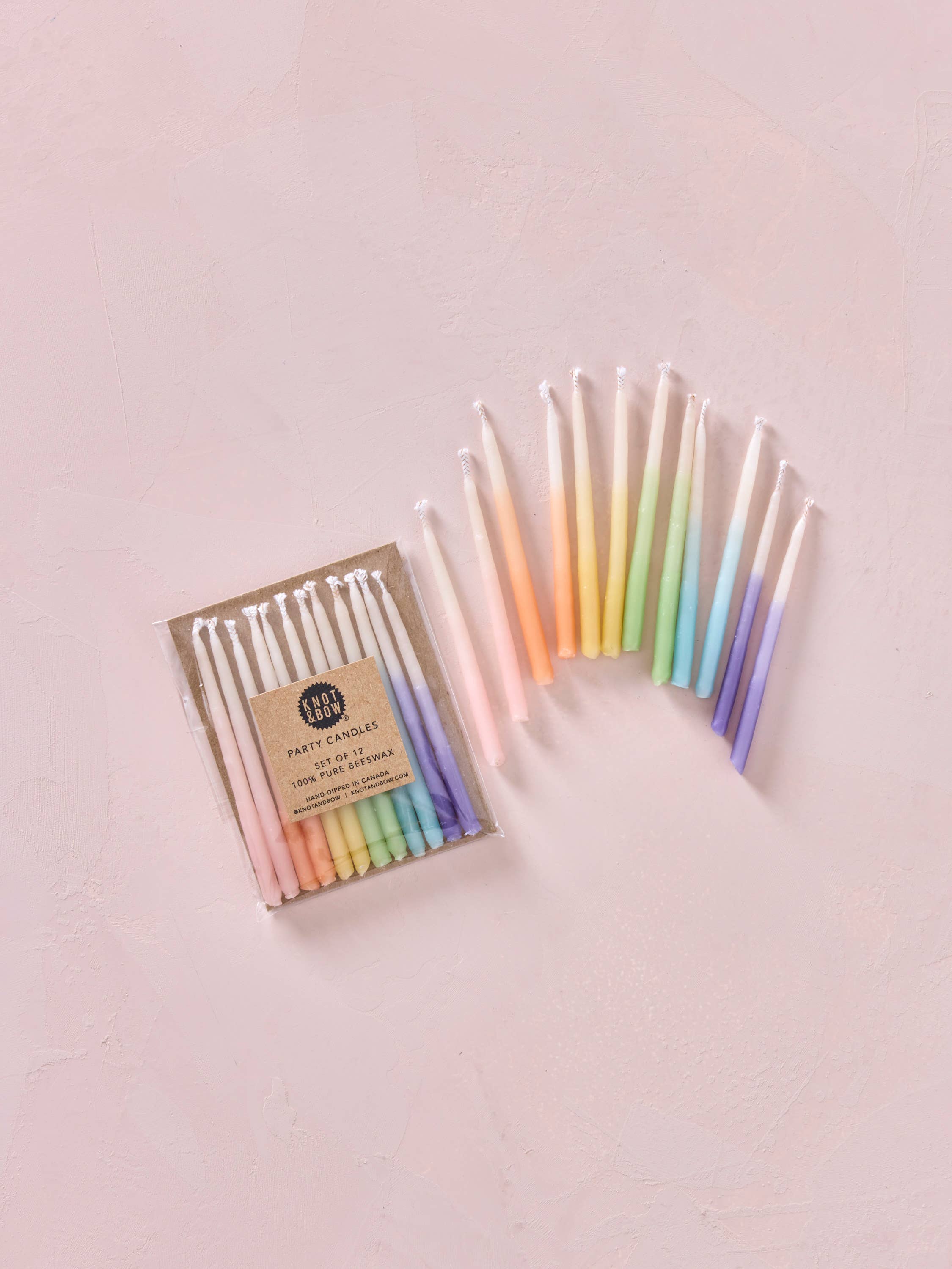 Hand-dipped 100% Beeswax Birthday Candles | Rainbow Ombré