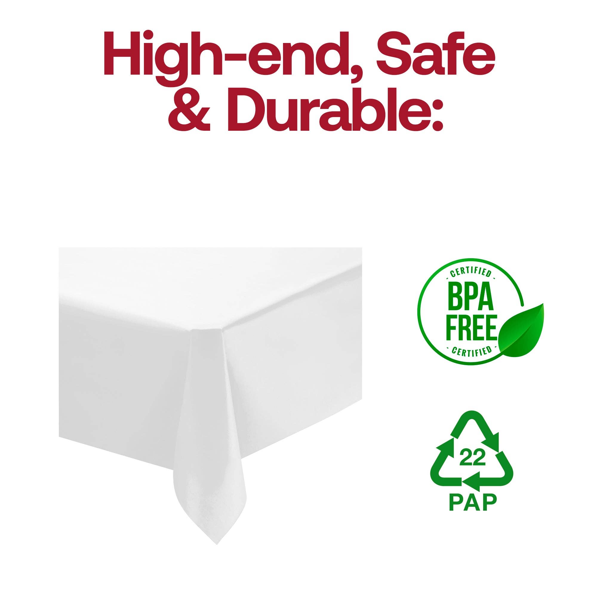 50" x 108" White Rectangular Linen-Like Tablecloth - 1 pc