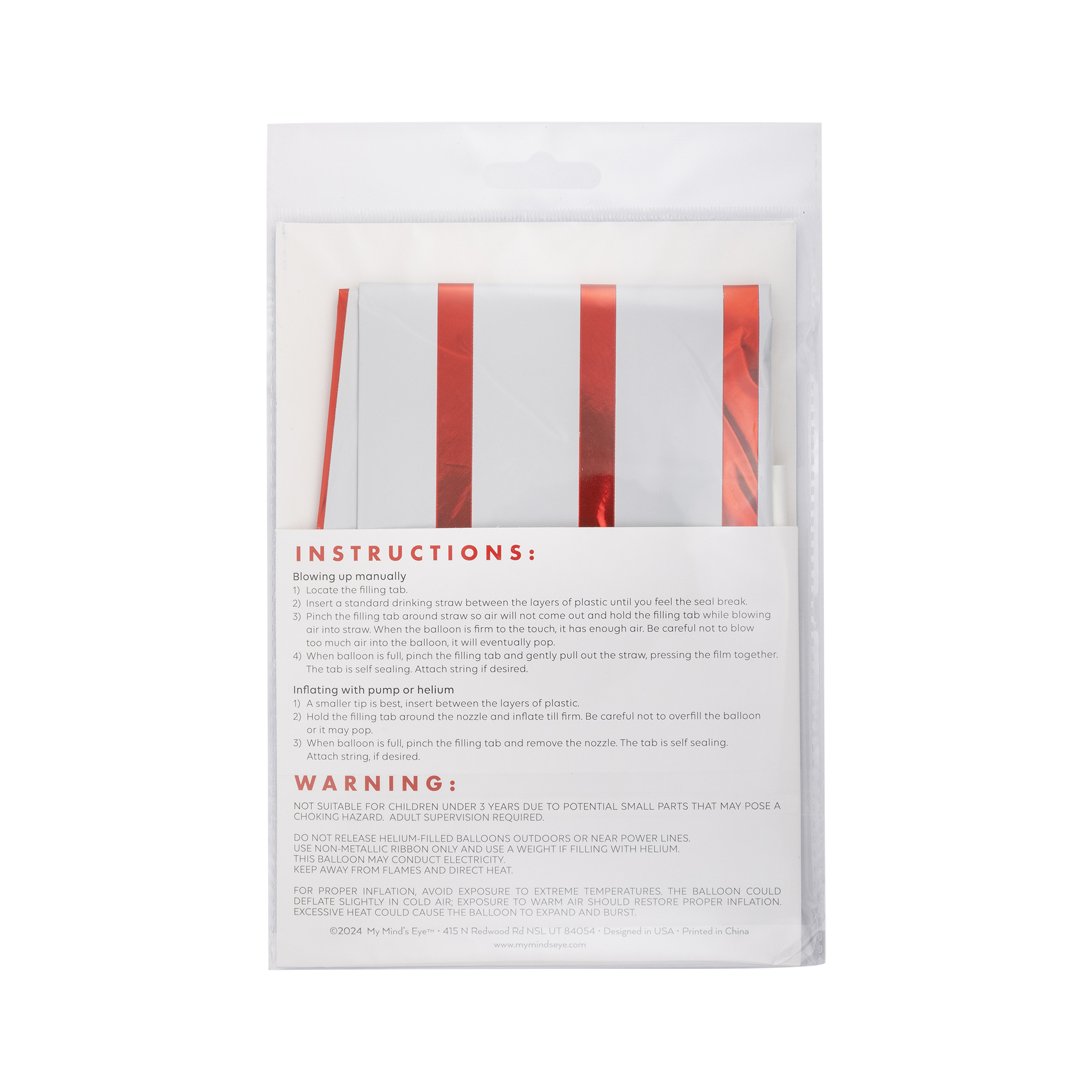 SSP1017 - Red Striped Star Shaped Mylar Balloon