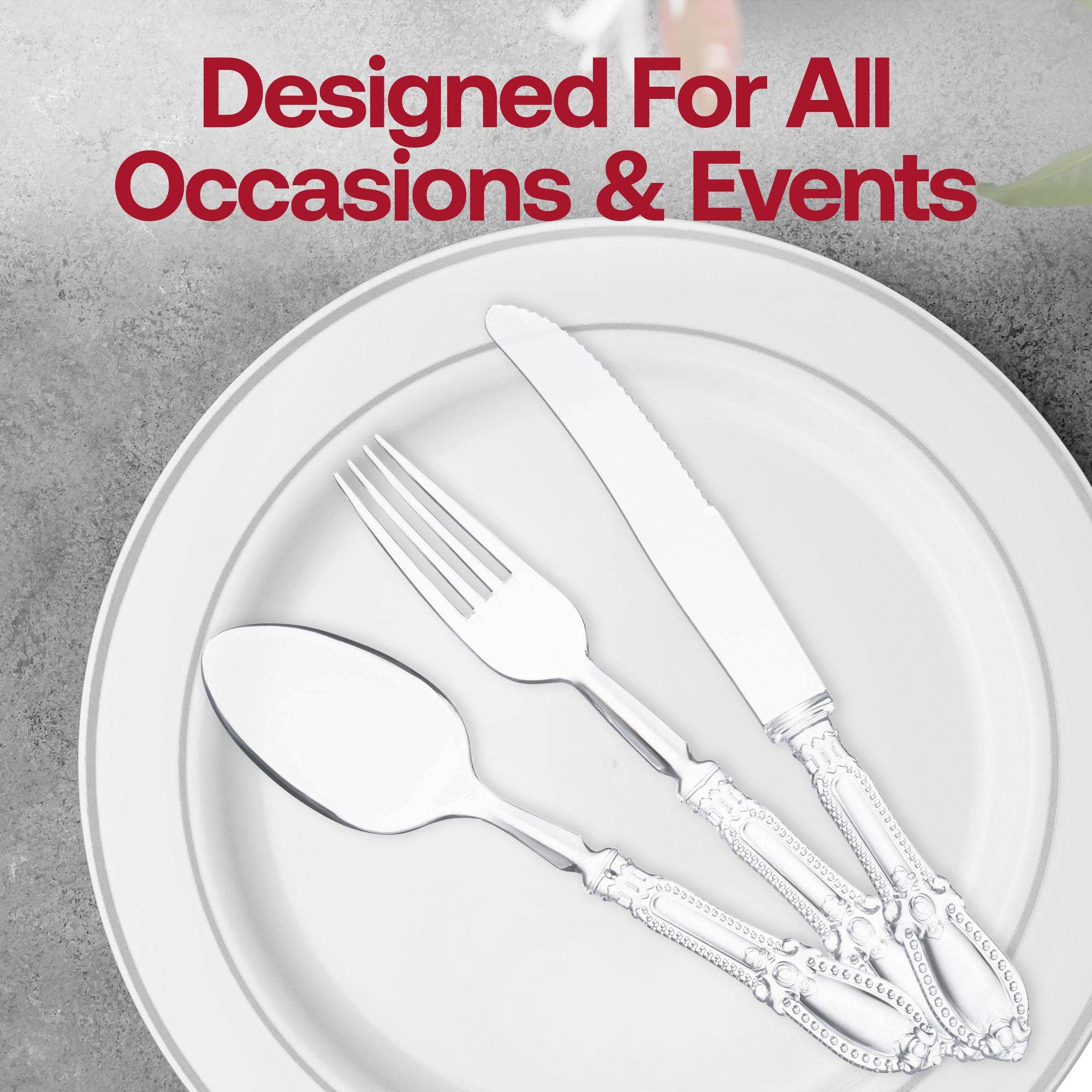 Clear Baroque Disposable Plastic Cutlery Set - 20 Guests