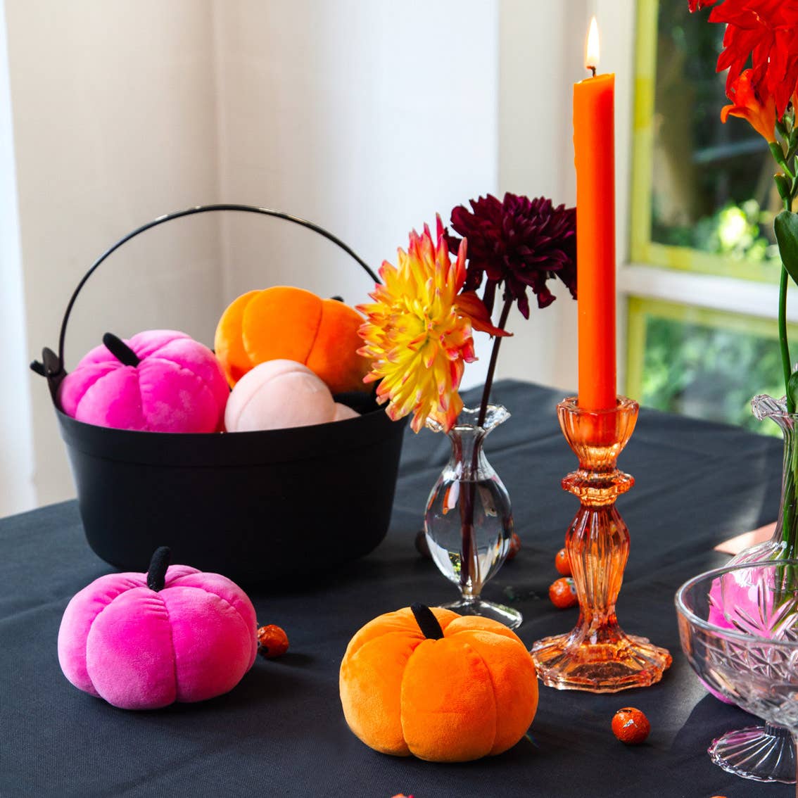 Orange Glass Candle Holder | Summer | Halloween | Fall |