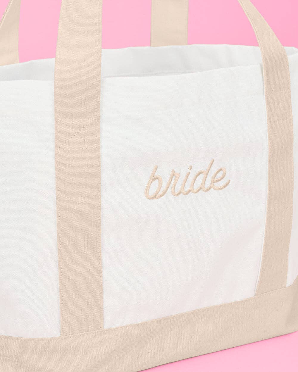 Neutral Bride Boat Tote Bag | Beige Bride Tote, Bridal