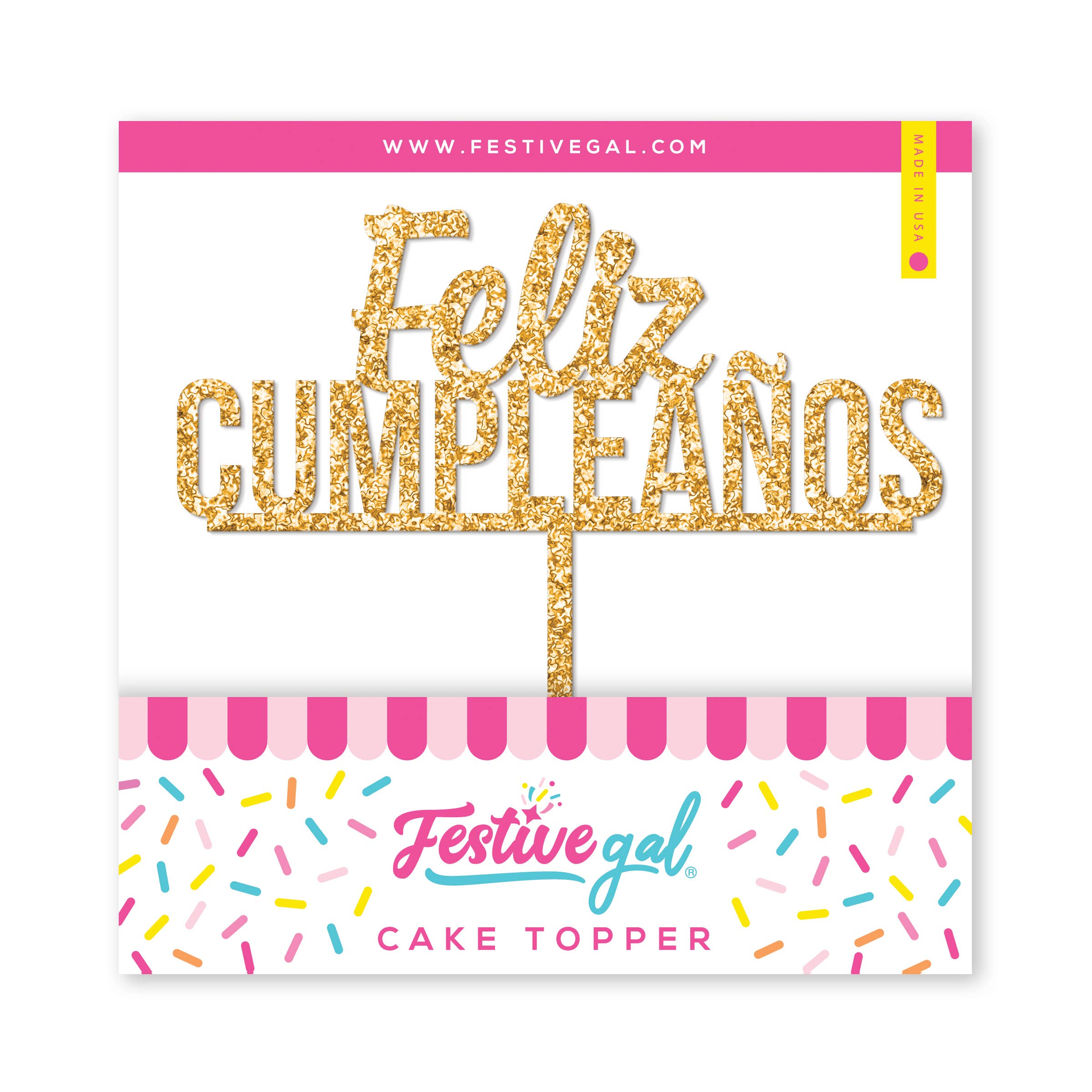 Feliz Cumpleaños Happy Birthday Acrylic Cake Topper