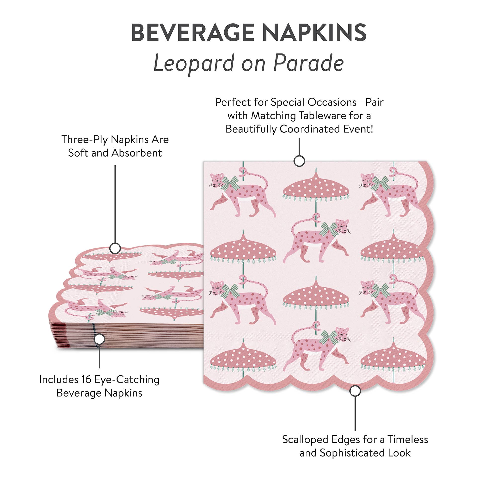 Leopard on Parade Scalloped Beverage Napkins
