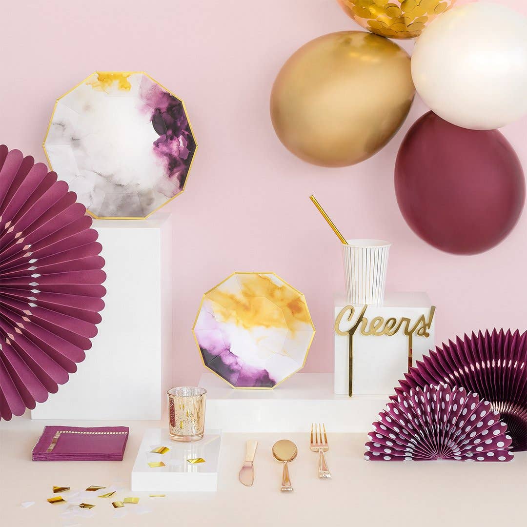 Plum Party Fans (4 per Pack)
