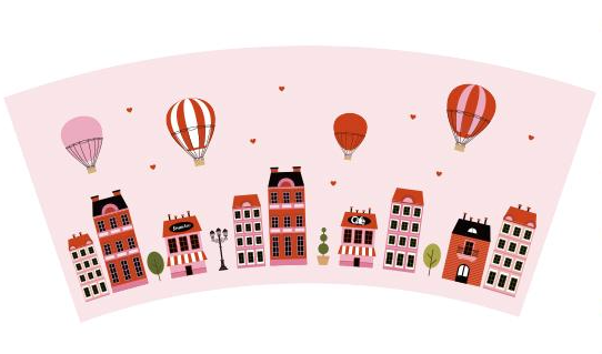 Paper Cups - Paris Valentine's Day Design