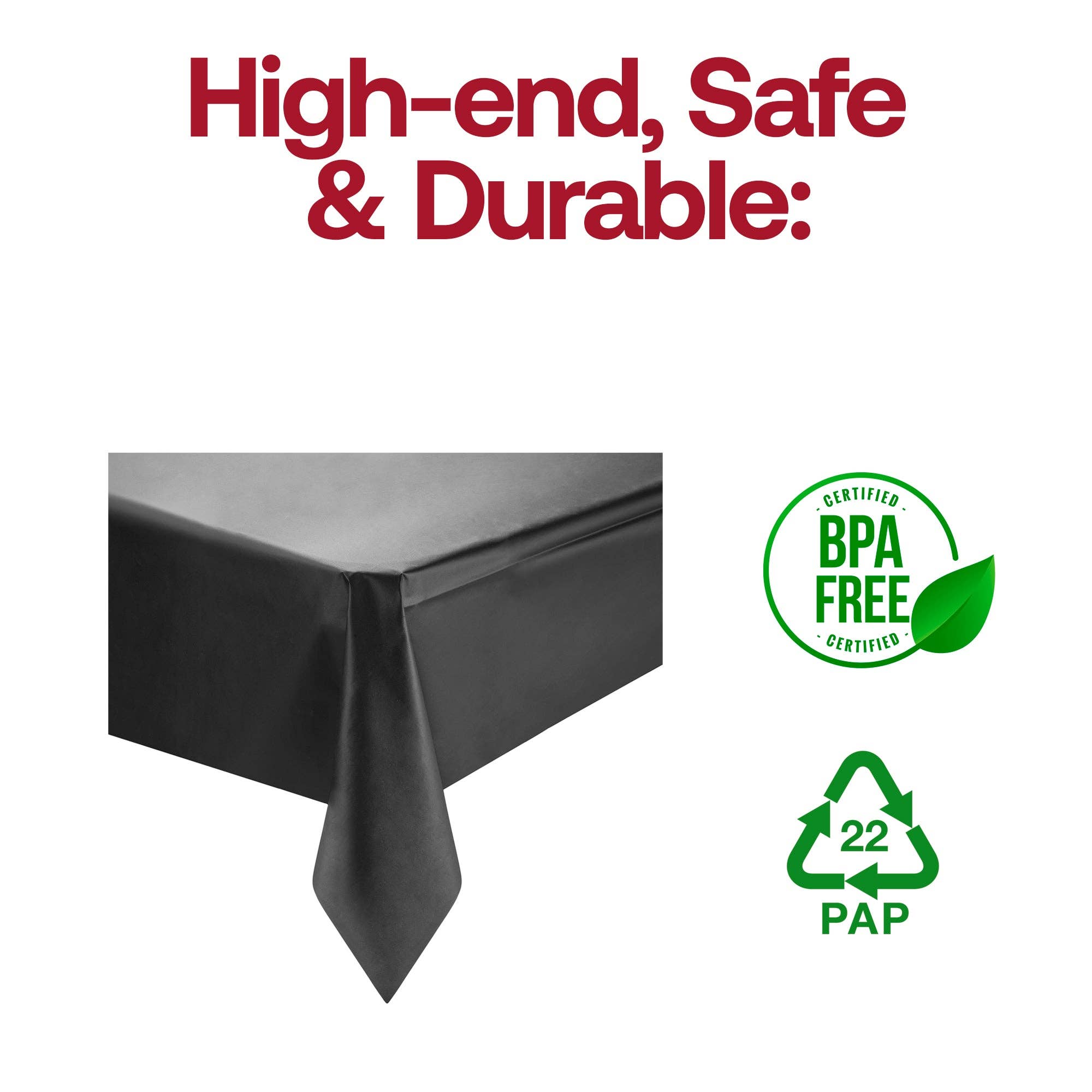54" x 108" Black Rectangular Plastic Tablecloth - 1 pc