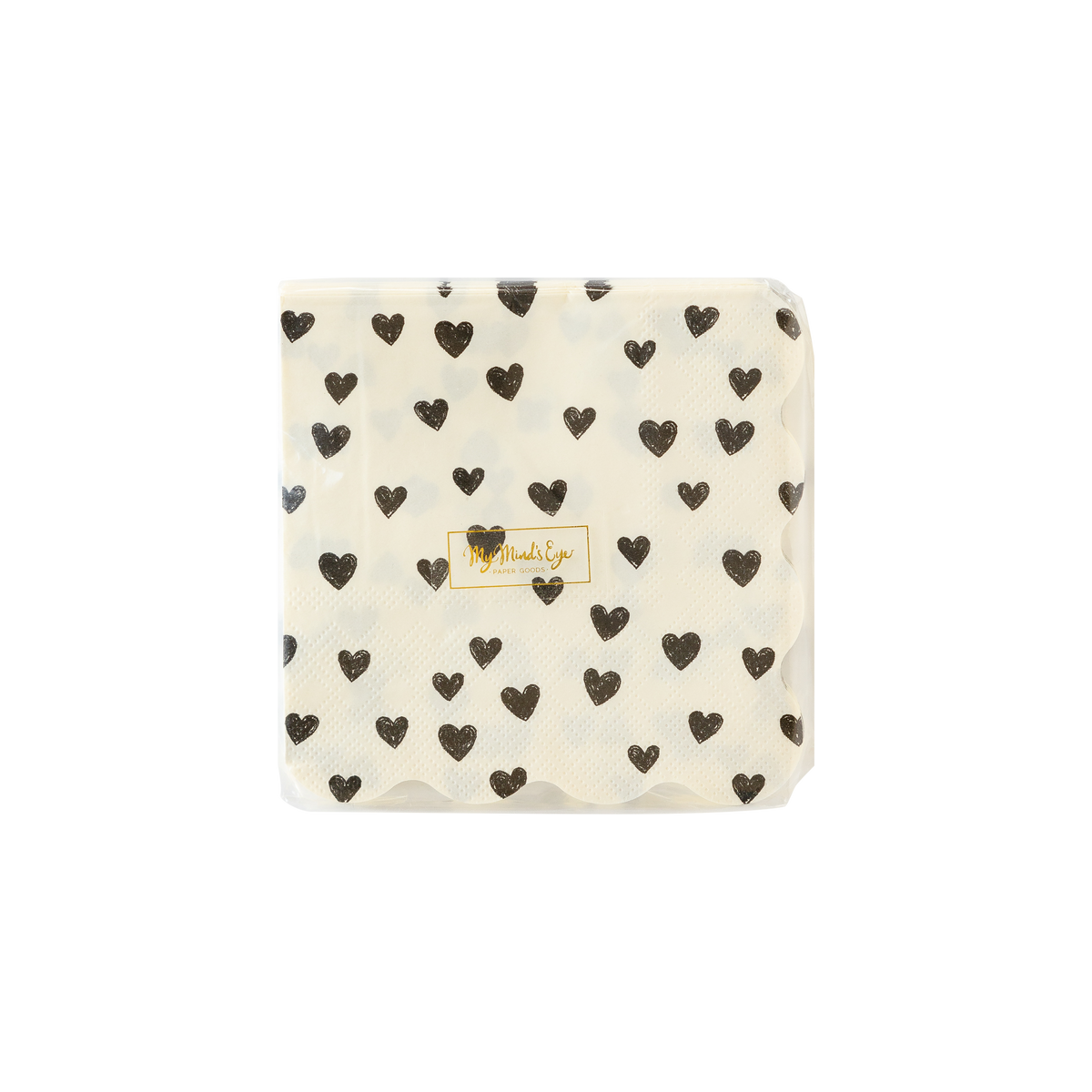 XOX1039 - Black Hearts Cocktail Napkin