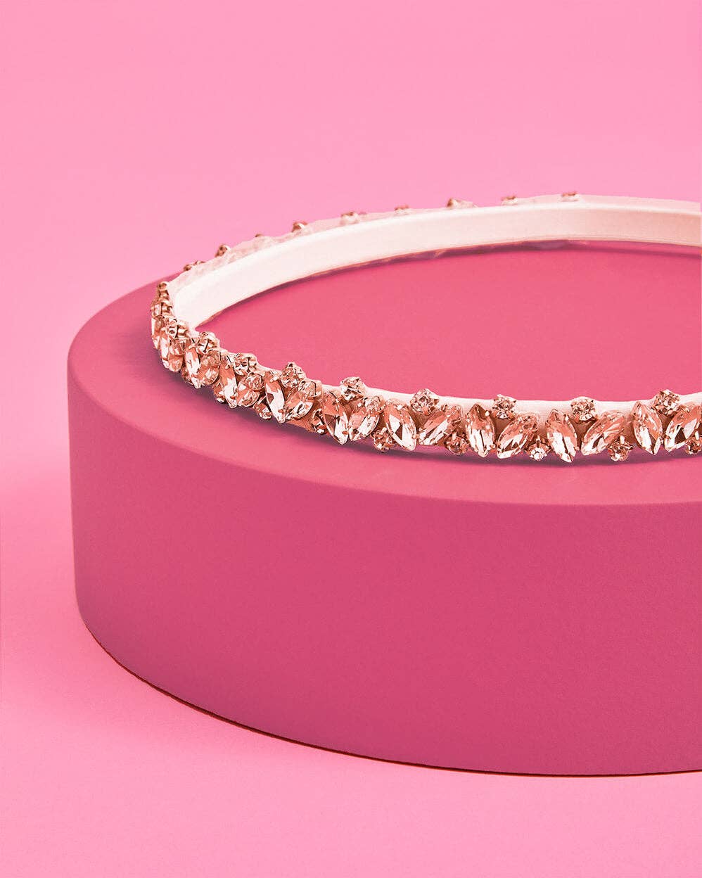 Bridal Rose Gold Crystal Headband Veil, Bach Party Accessory