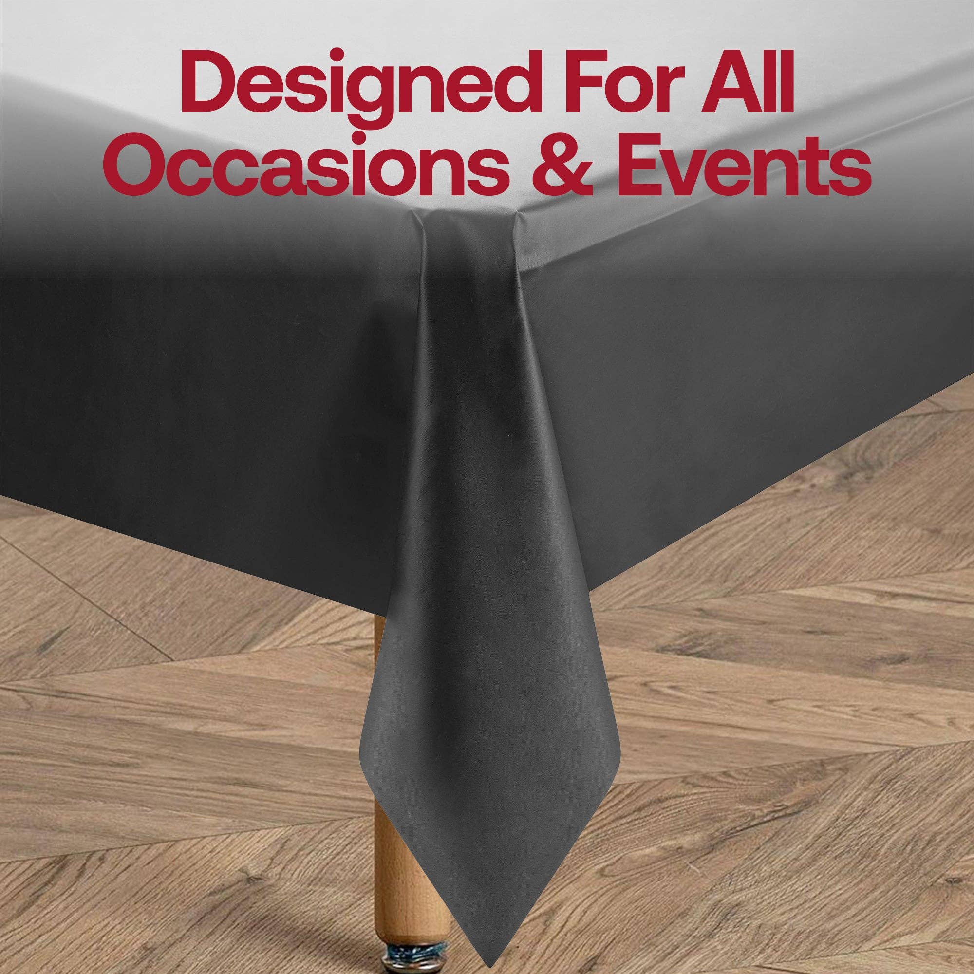 54" x 108" Black Rectangular Plastic Tablecloth - 1 pc