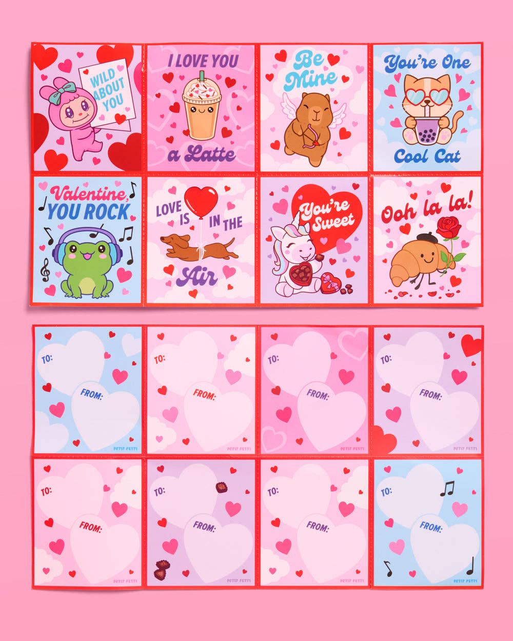Valentine Kawaii V-Day Card Set | kawaii, mochi, kids