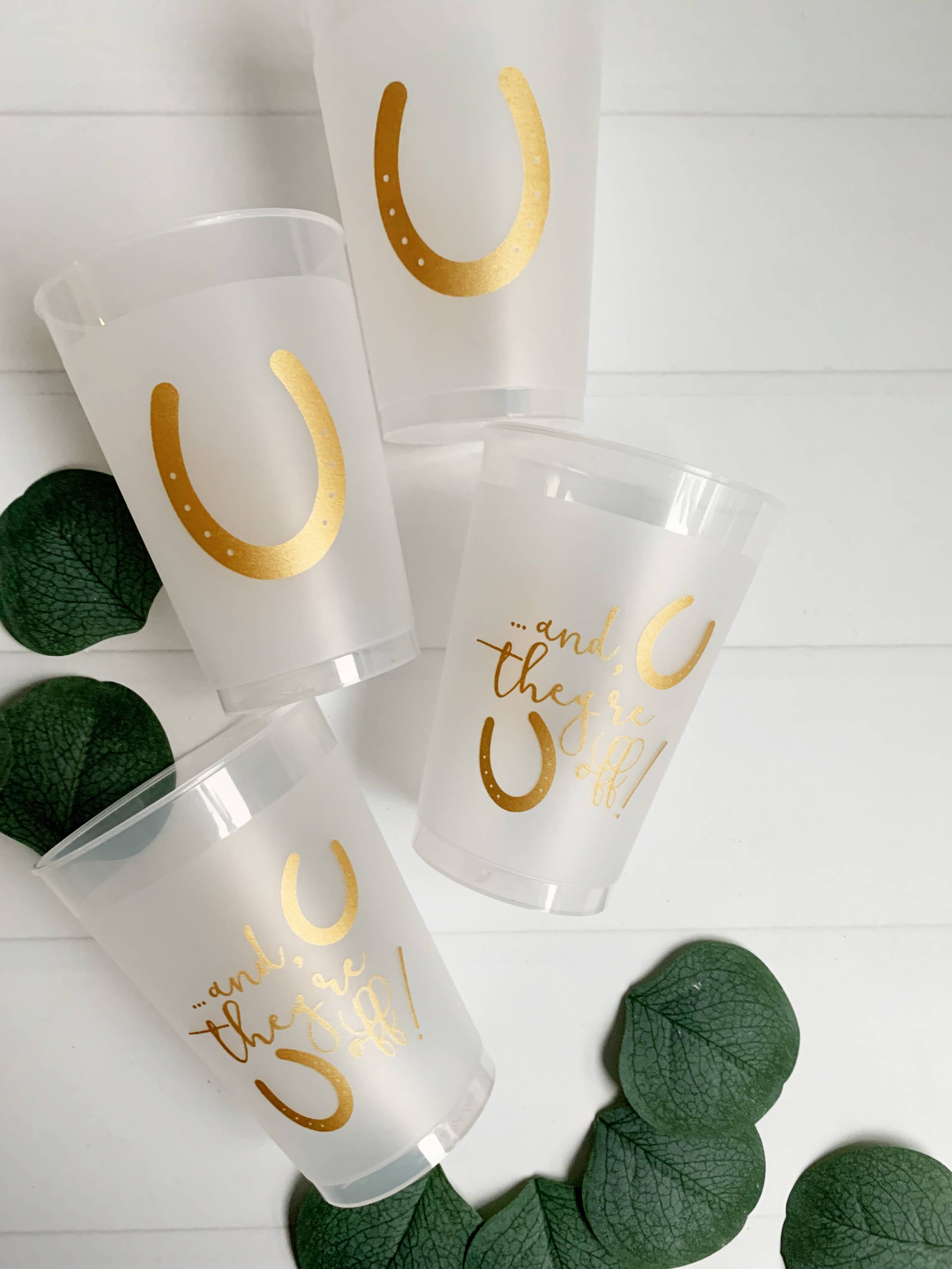 And They're Off! Derby 12 ounce Frosted Cups | Set of 8 Gold