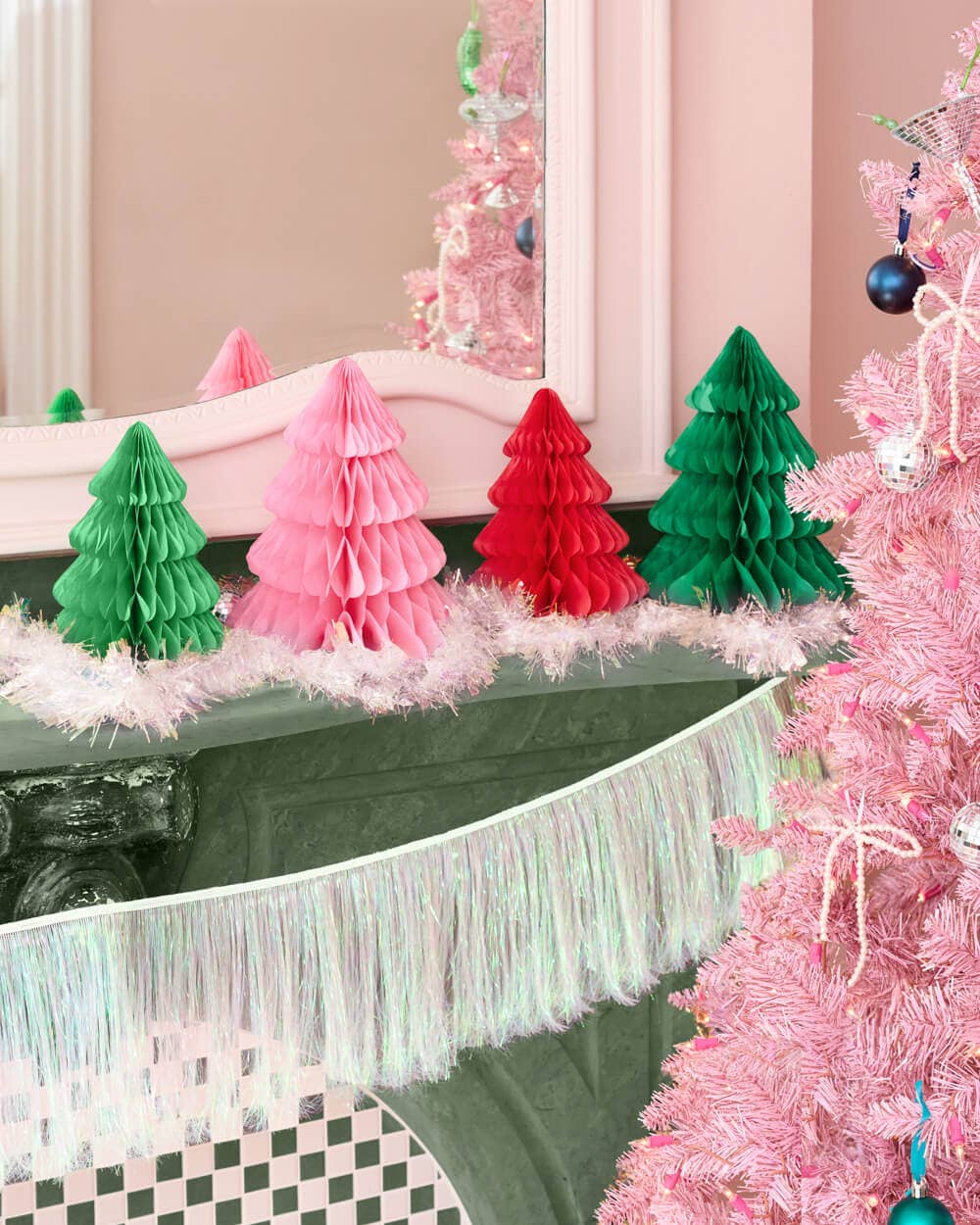 Very Merry XMAS Tree Set - 4 accordion tissue paper