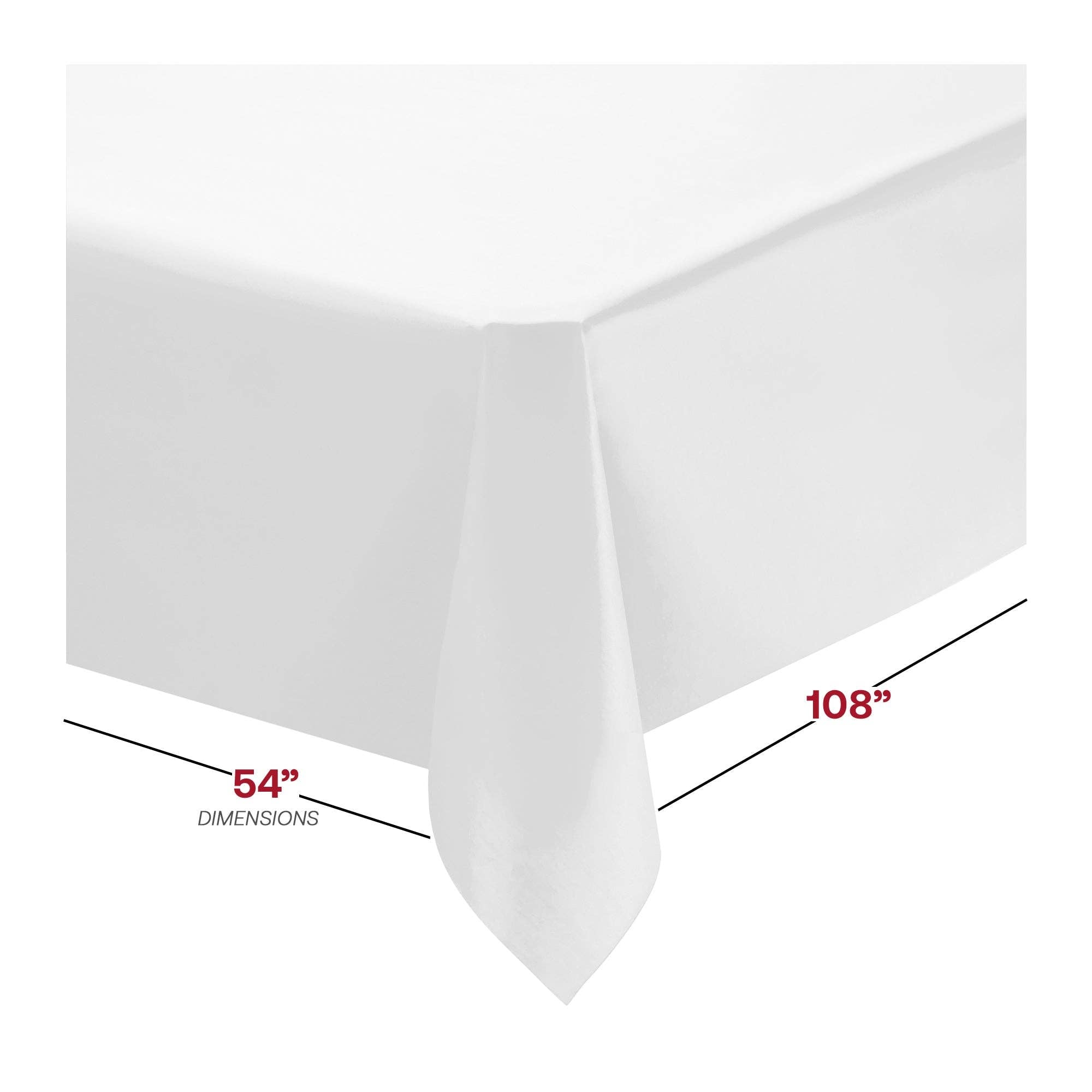 50" x 108" White Rectangular Linen-Like Tablecloth - 1 pc