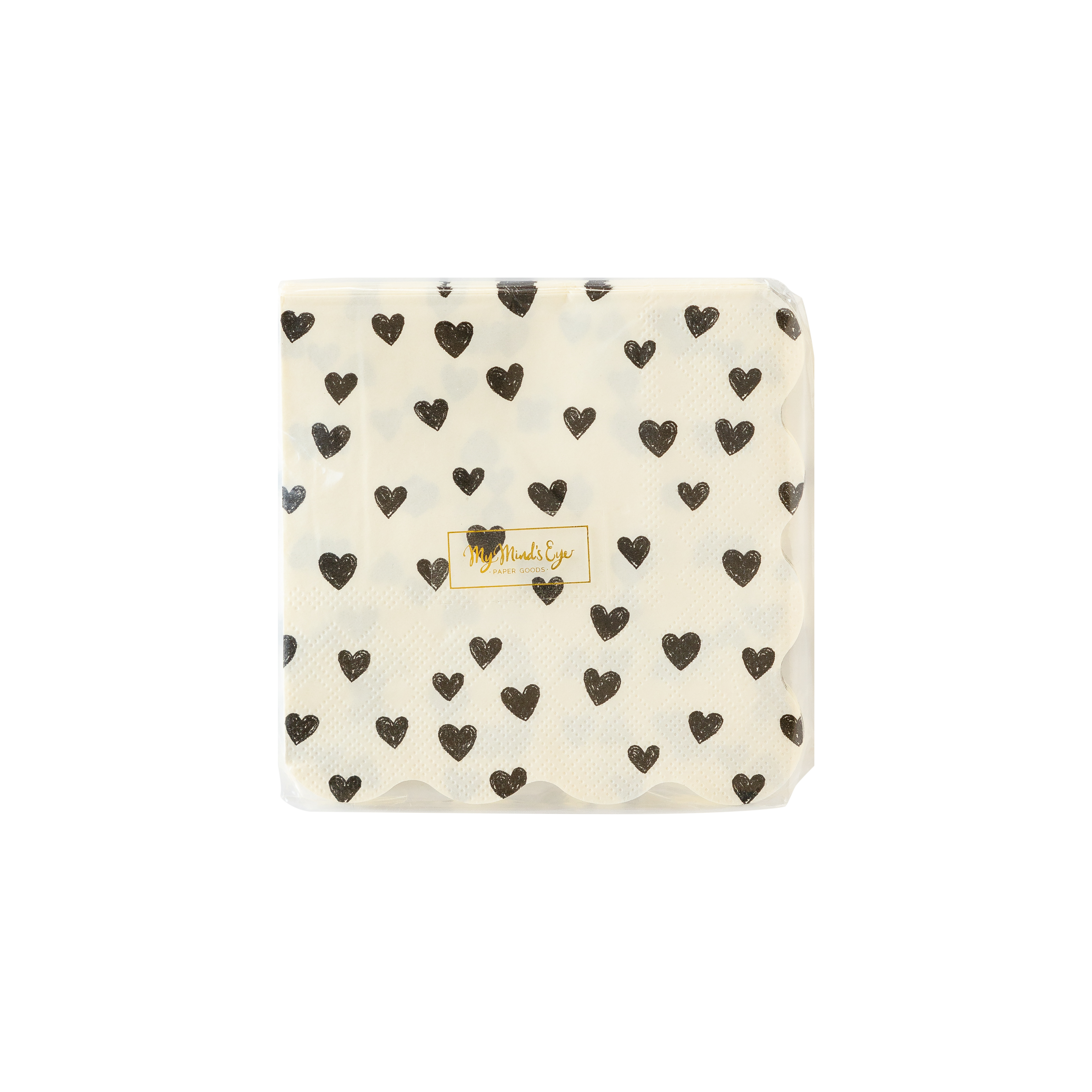 XOX1039 - Black Hearts Cocktail Napkin