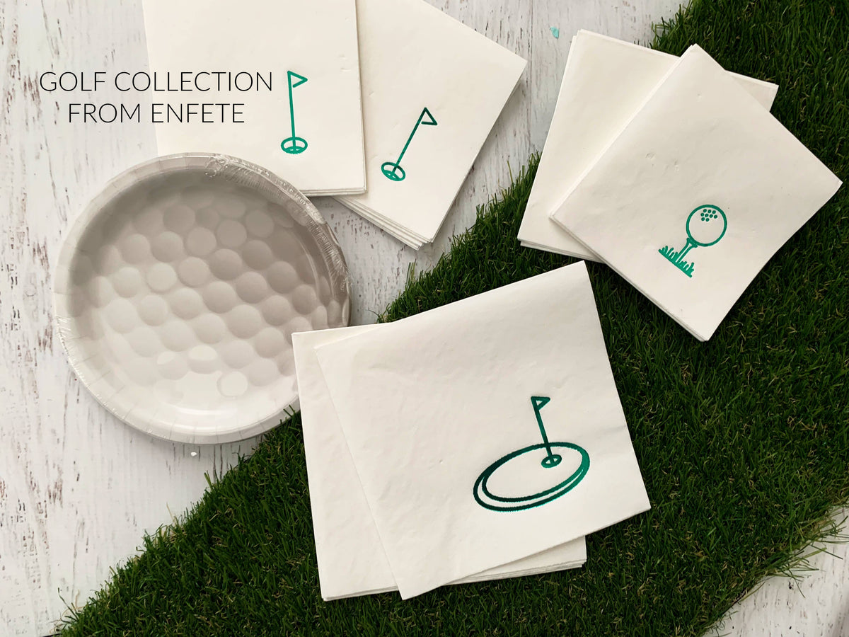 Hole-in-One Golf Cocktail Napkins - Green on White