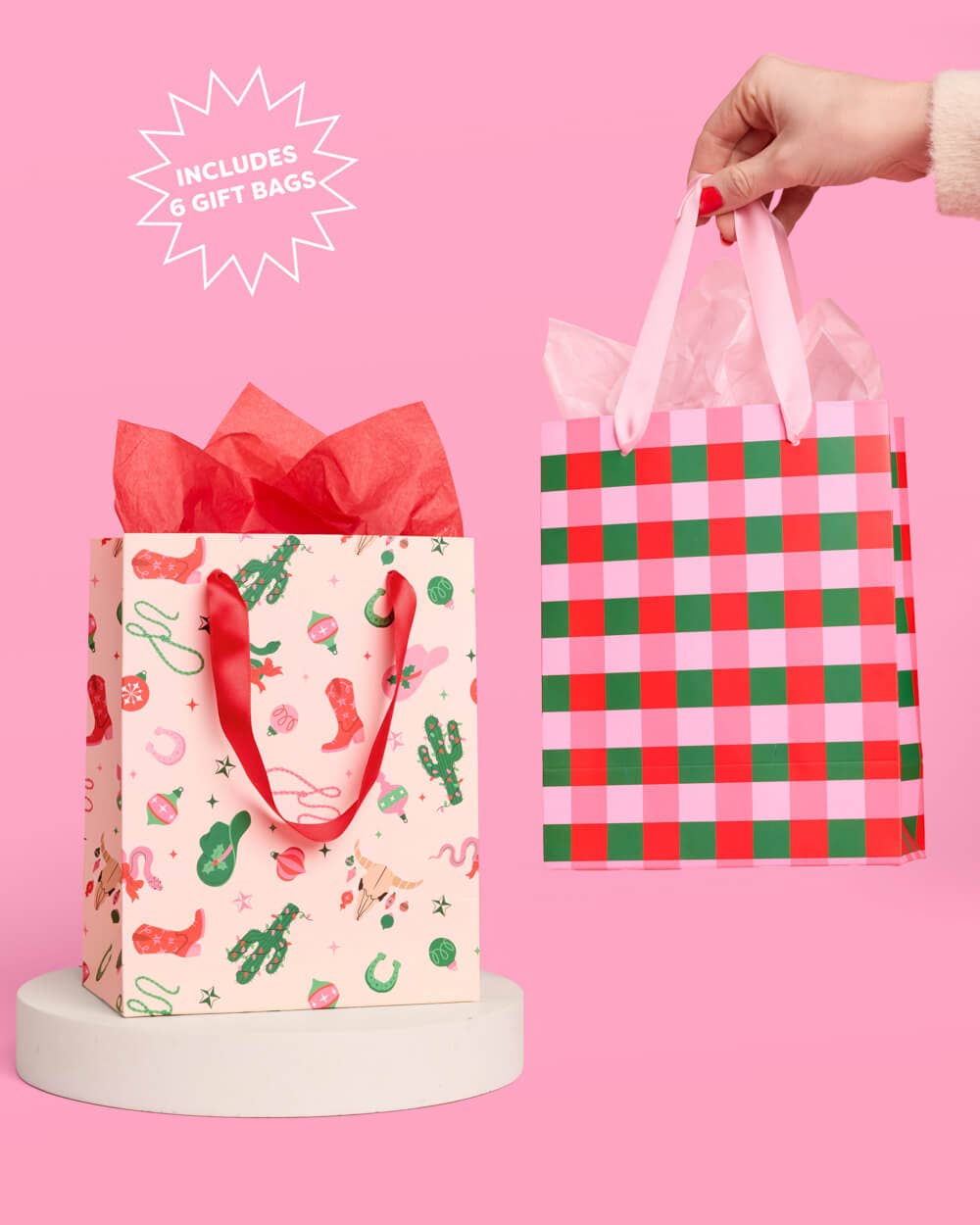 HO-down Gift Bag Set - 6 gift bags, western christmas birthday gift