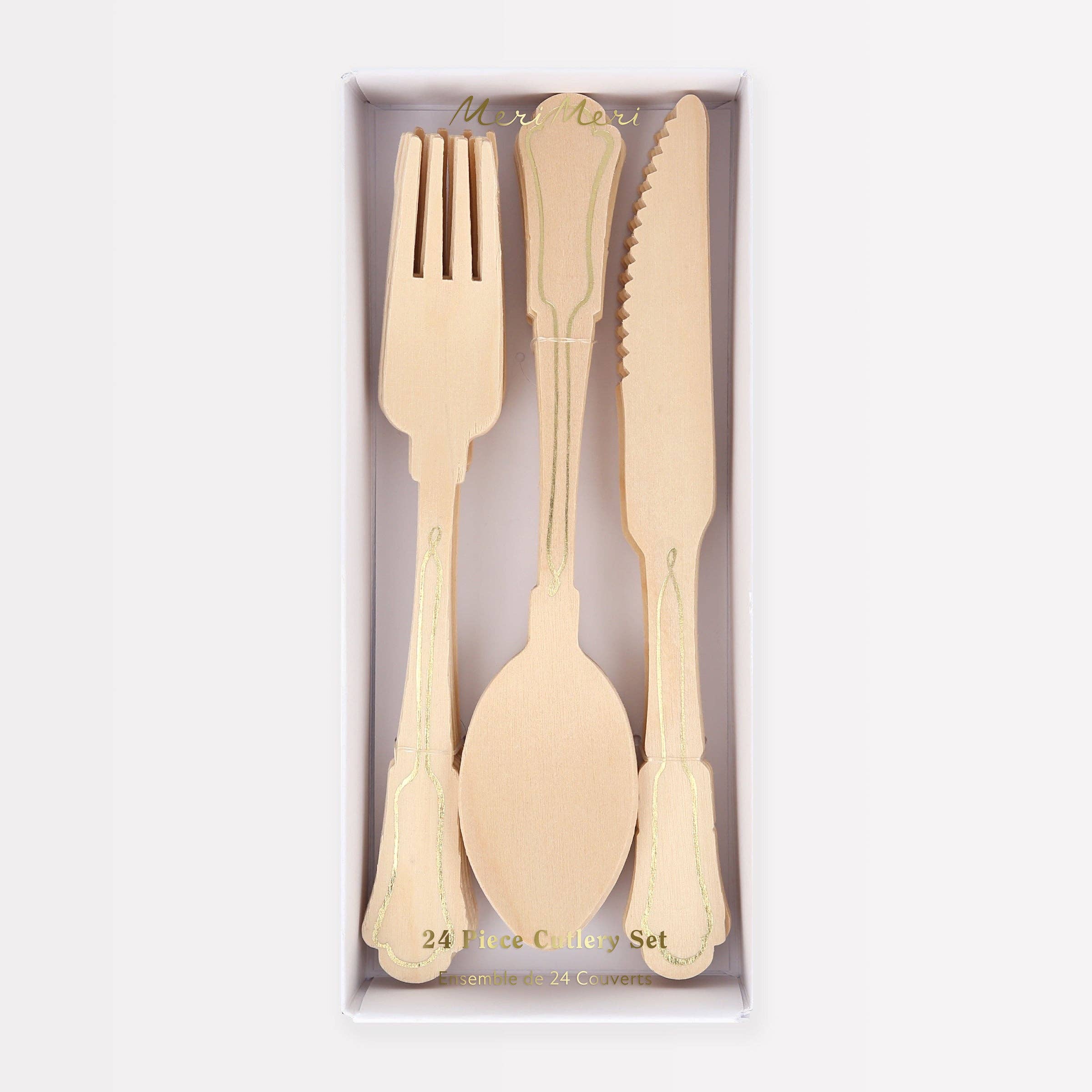 Elegant Gold Wooden Cutlery