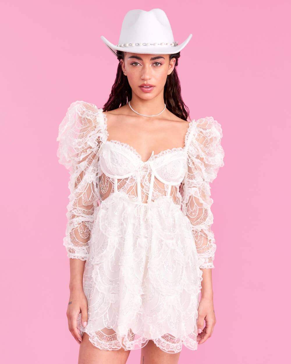 Embellished Bride Cowgirl Hat - bride hat + veil