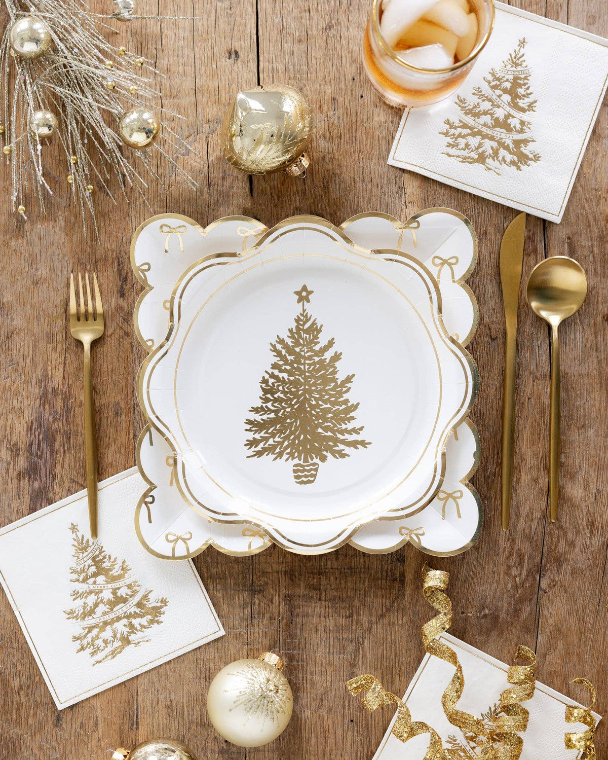 PLPL1674 - Gold Christmas Tree Paper Plate