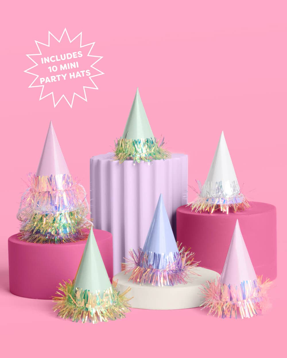 Mini Party Hats - 10 mini hats, Birthday Pastel