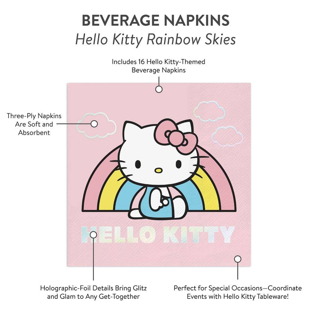 Hello Kitty Rainbow Skies Beverage Napkins