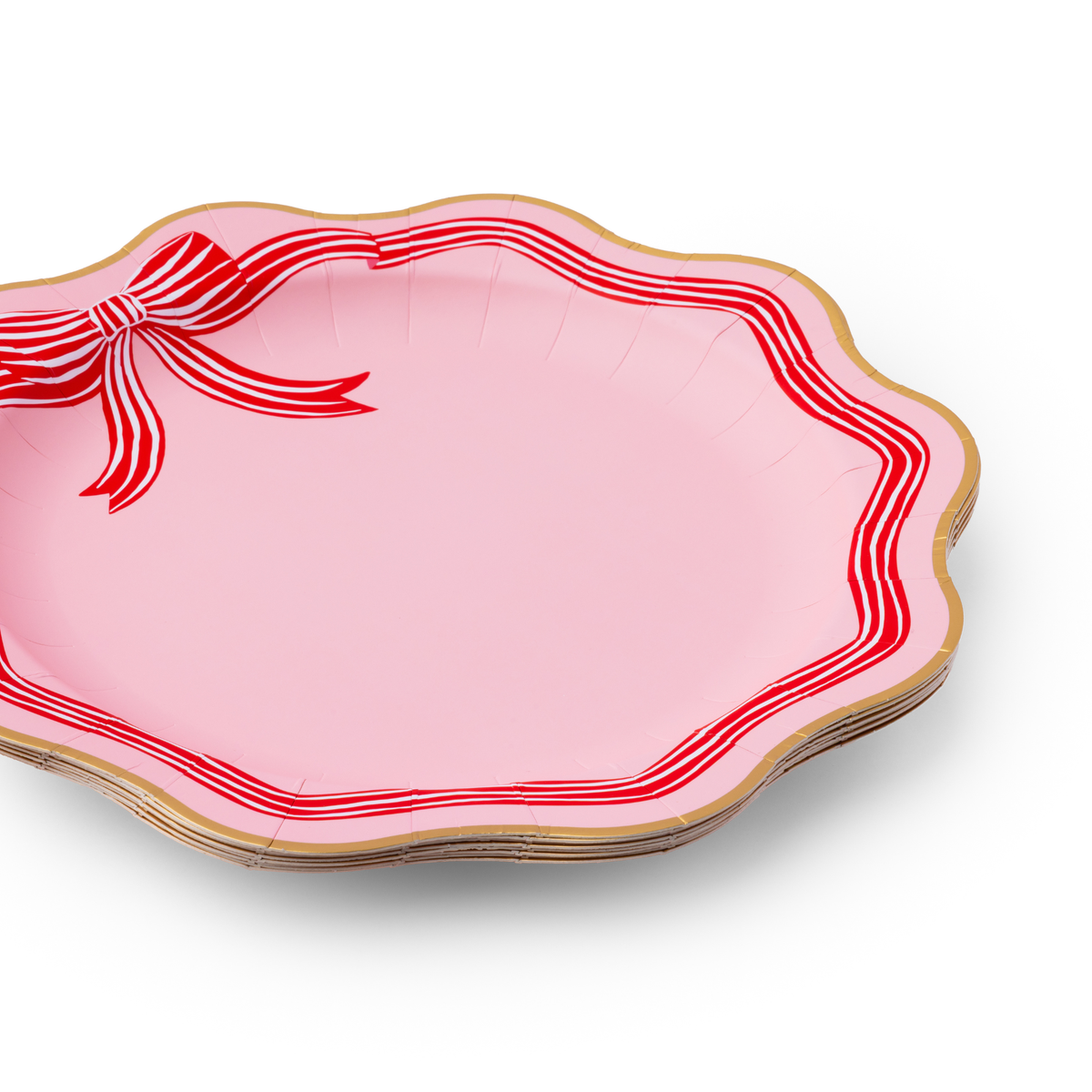 ELEGANT PINK PEPPERMINT BOW DINNER PLATES