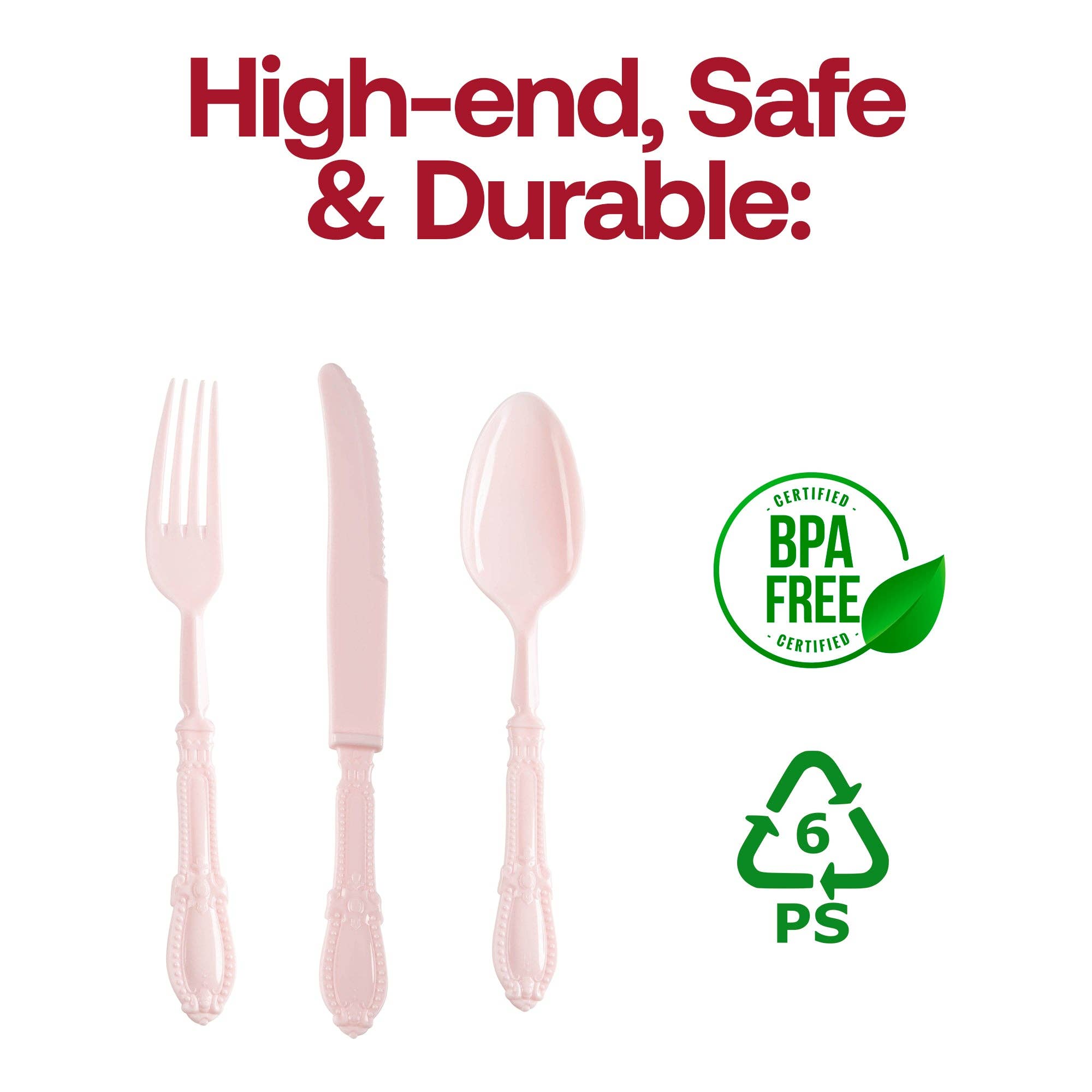 Pink Baroque Disposable Plastic Cutlery Set - 20 Guests