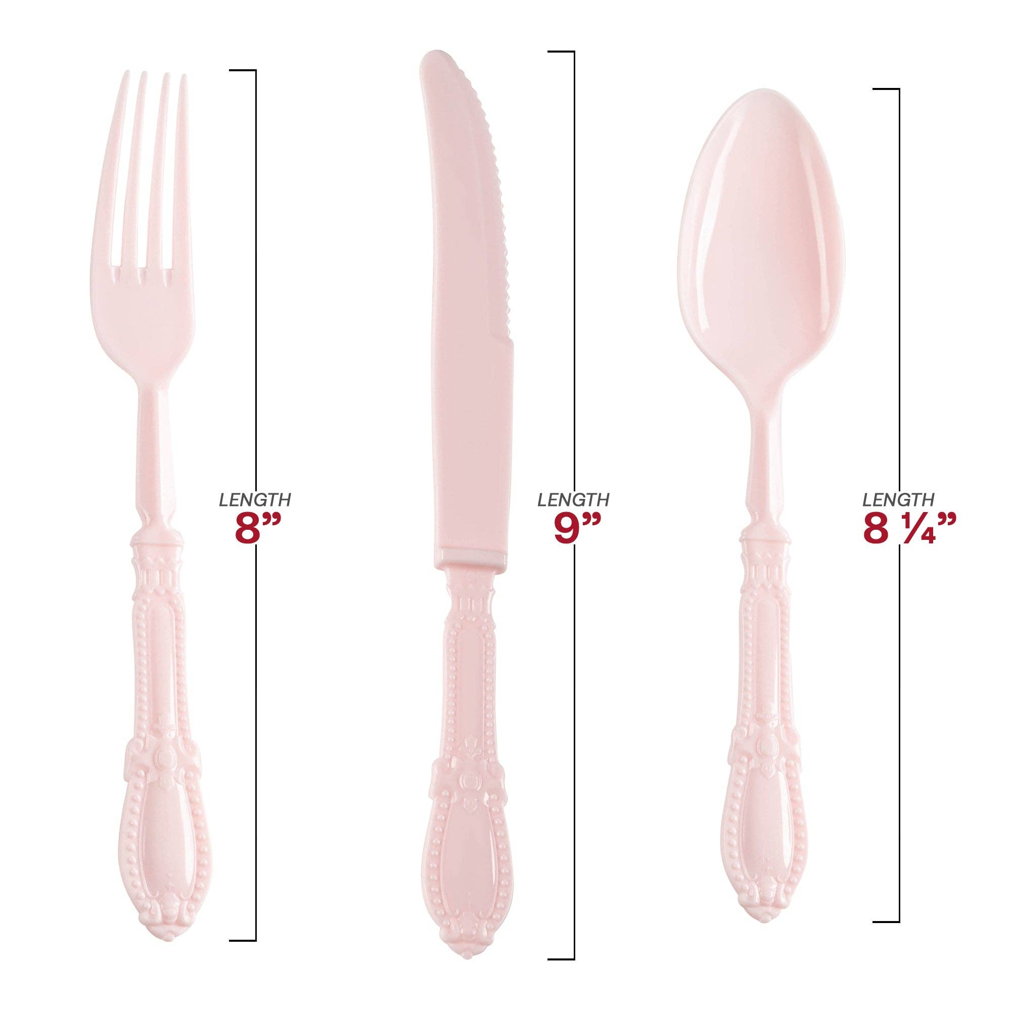 Pink Baroque Disposable Plastic Cutlery Set - 20 Guests