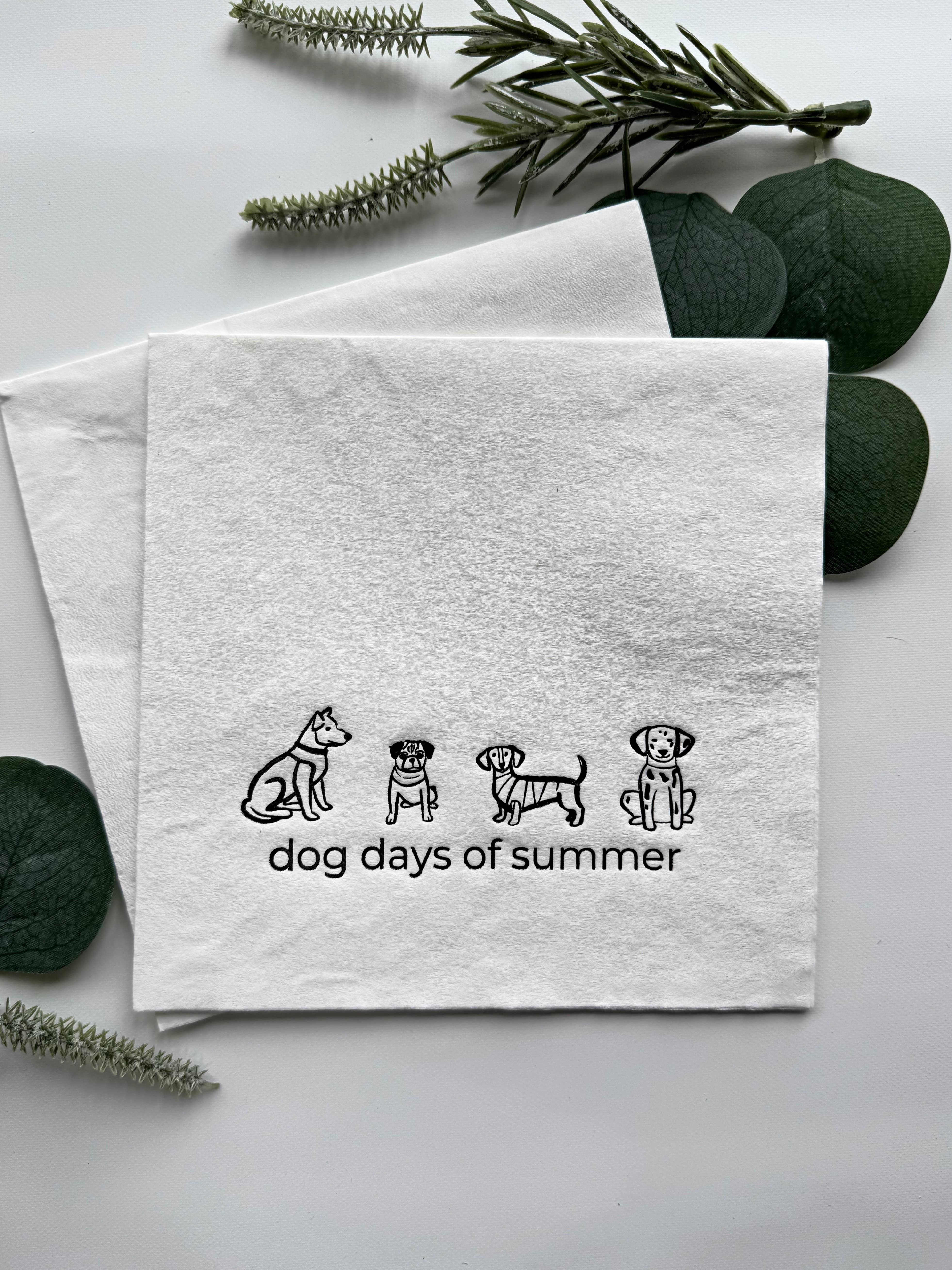 Dog Days of Summer Black and White Cocktail Napkins | Set 16