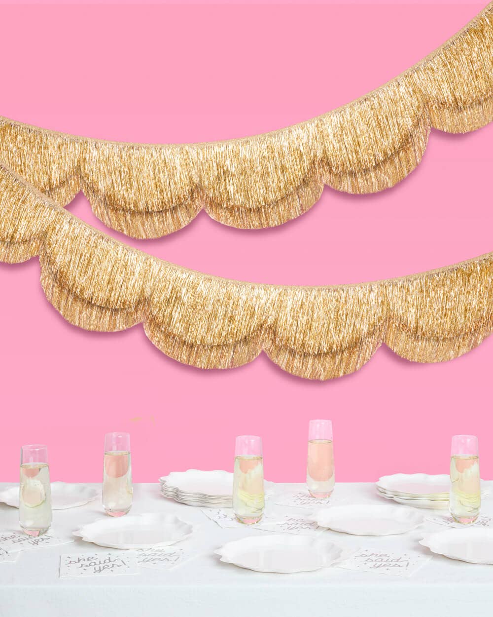Stay Golden Fringe - scalloped banner, gold, 5 feet