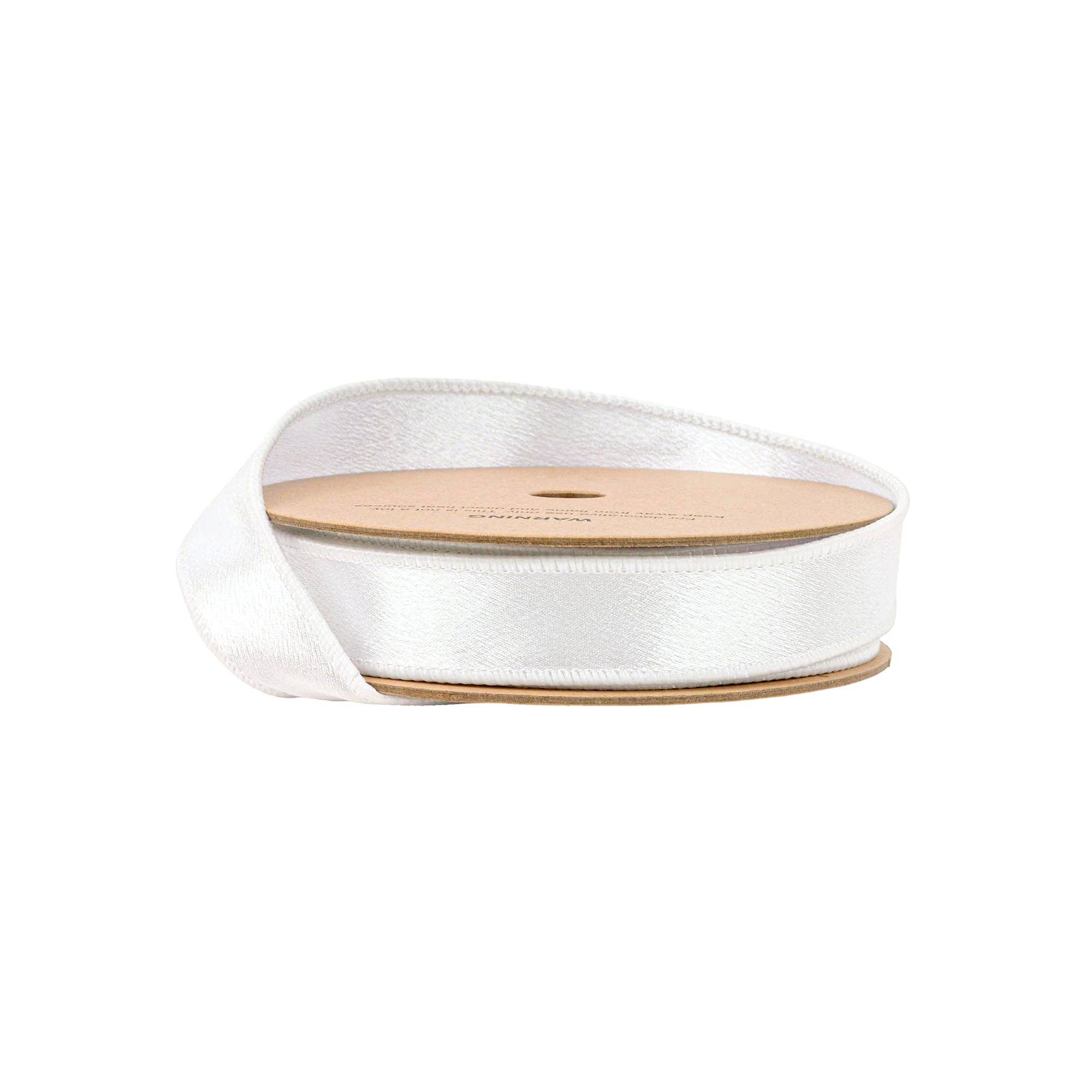 Wired Shimmer Satin Ribbon White 10 Yard Roll