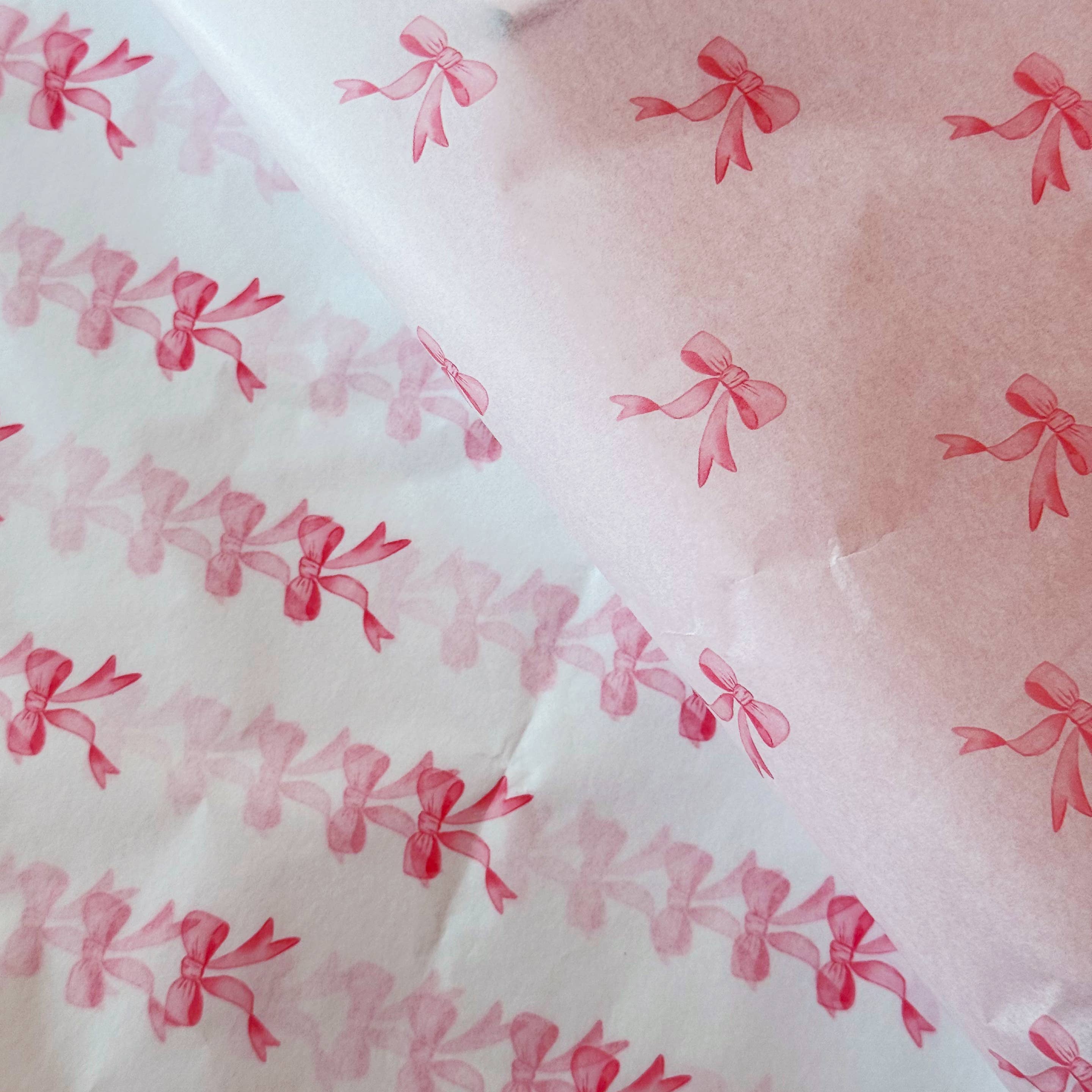 28" x 20" Pink Bow Ties 17g Wrapping Tissue Paper Sheets