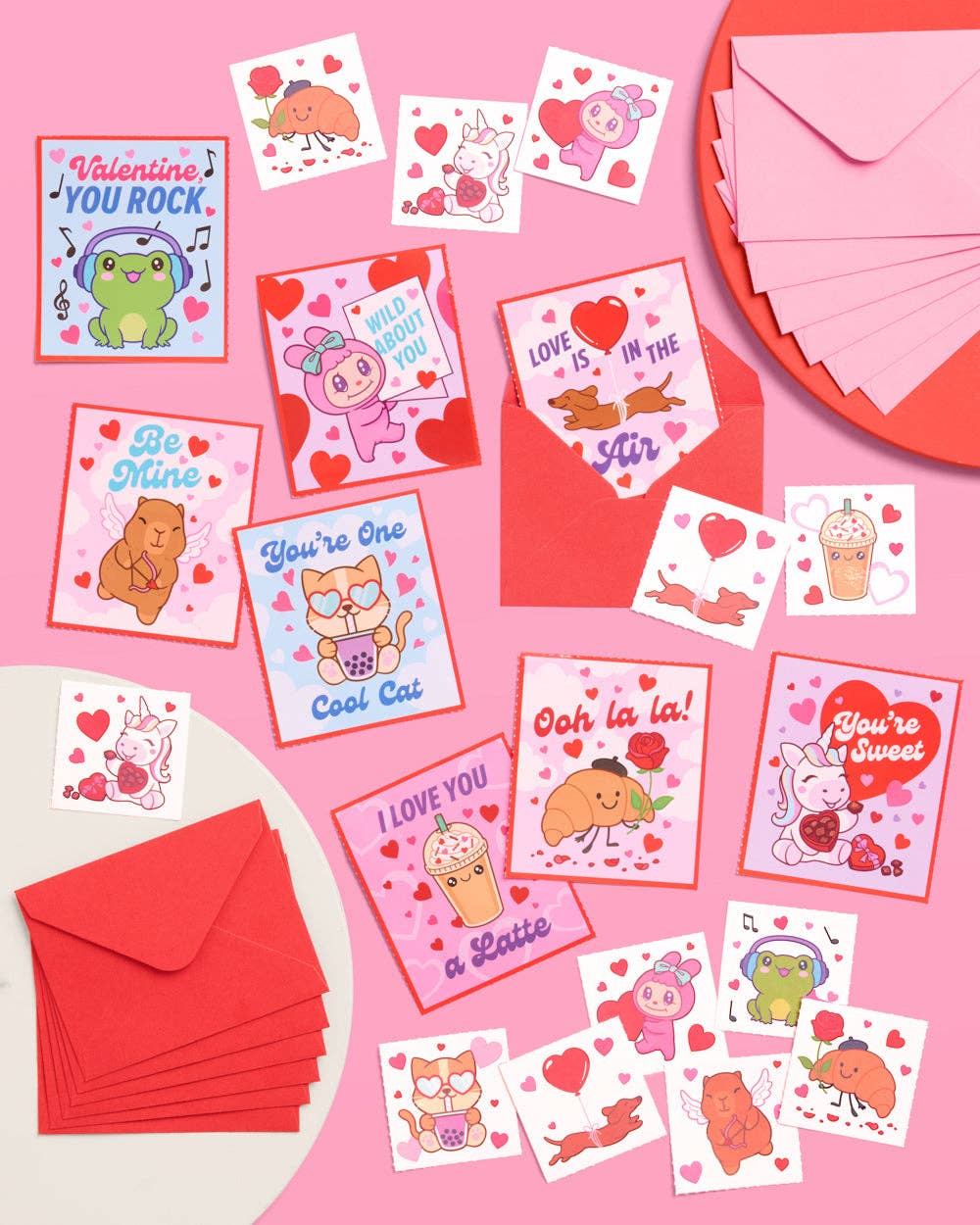 Valentine Kawaii V-Day Card Set | kawaii, mochi, kids